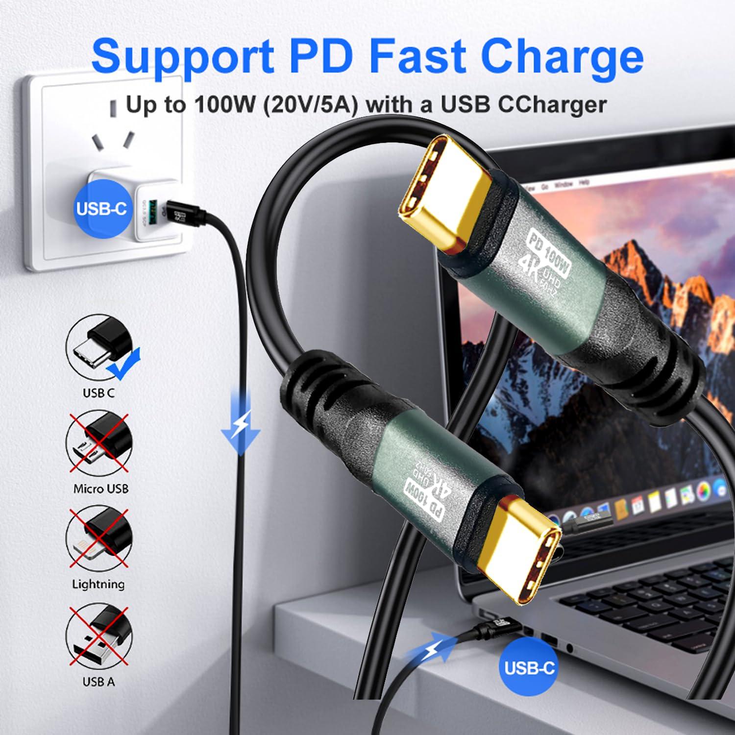 Cable USB-C a USB-C YOTETION 12m 4K@60Hz 100W Carga Rápida