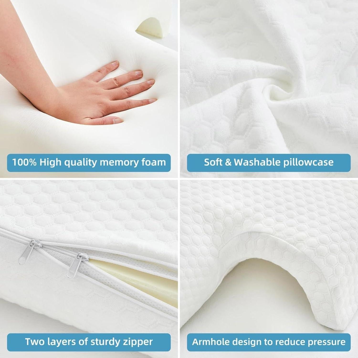 Couple Specific Pressure Memory Foam Pillow，Slow Design Hand Comfort Sleep Enhancing Ideal，Couple's Merging Pillow for Ultimate Comfort (White-Right arm Style)