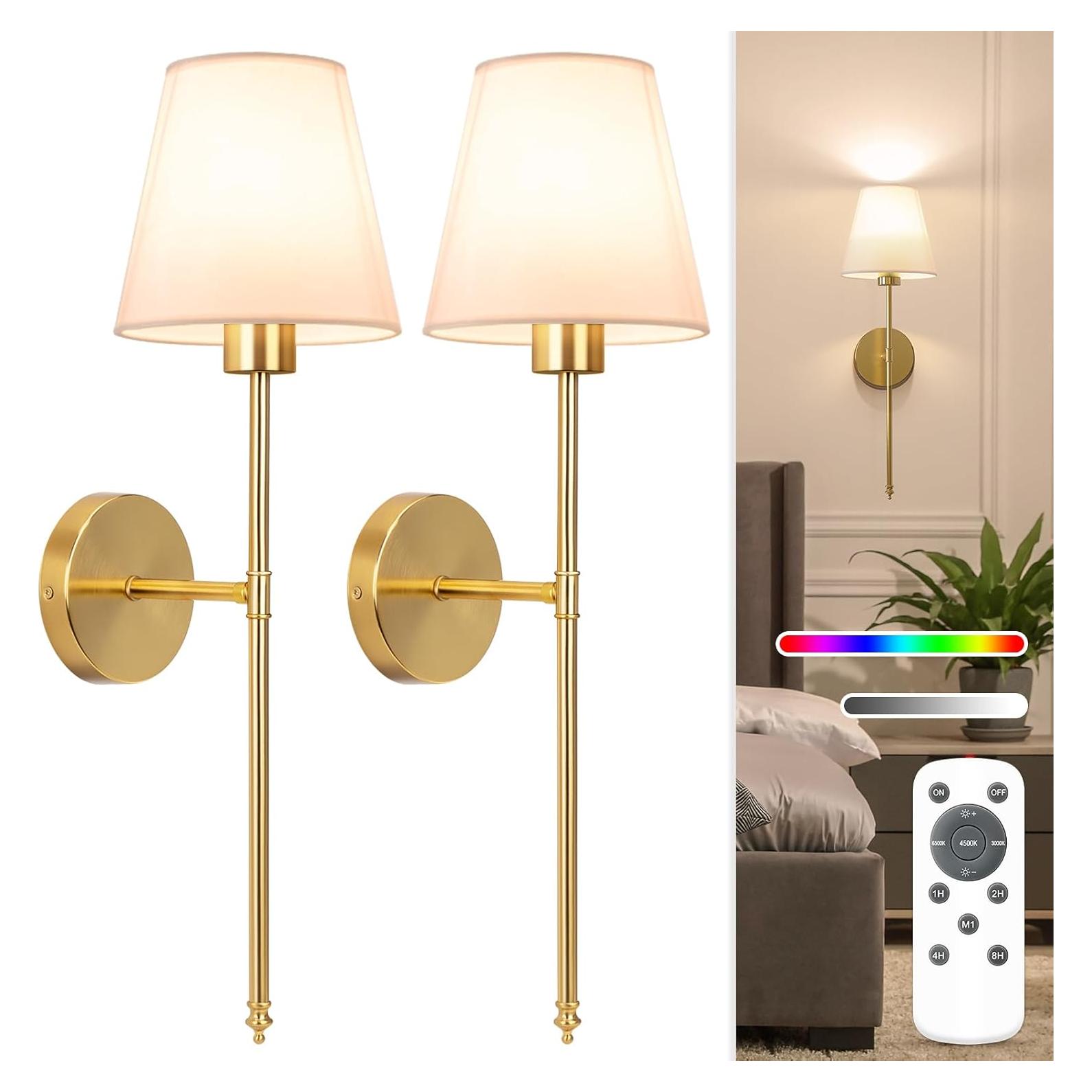 Conjunto de 2 Apliques de Pared NIORSUN Dorados Recargables