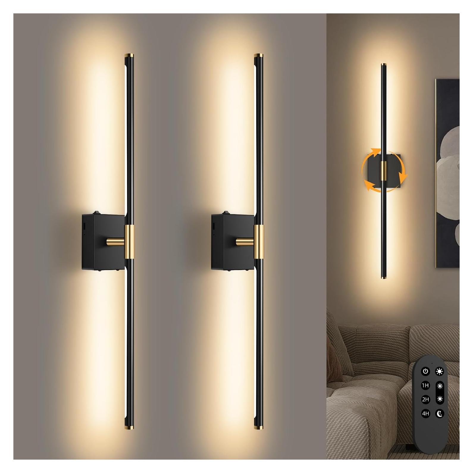 Juego de 2 Apliques de Pared Inalámbricos SAIMAND Negro