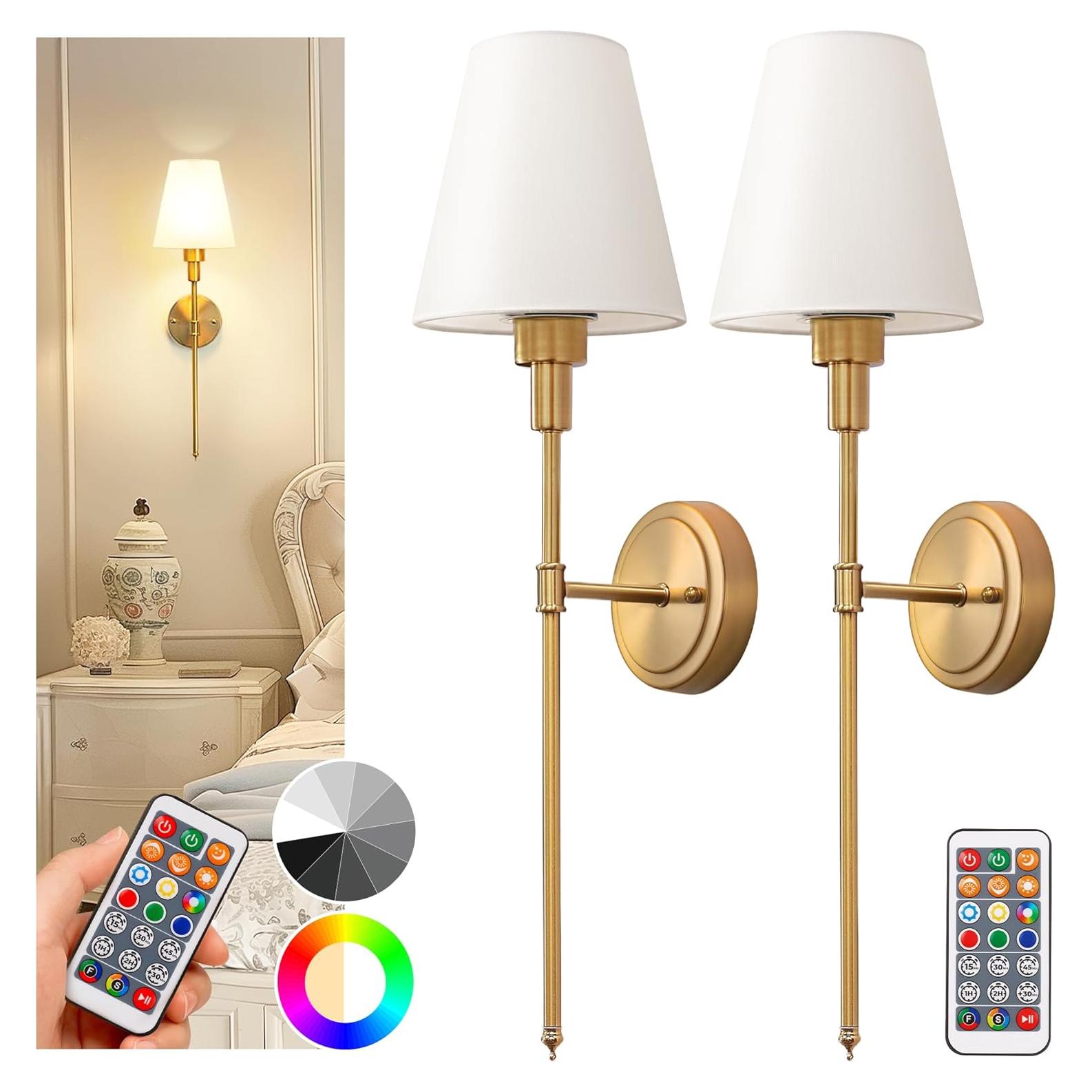 Apliques de Pared Inalámbricos DORESshop Juego de 2 Dorado