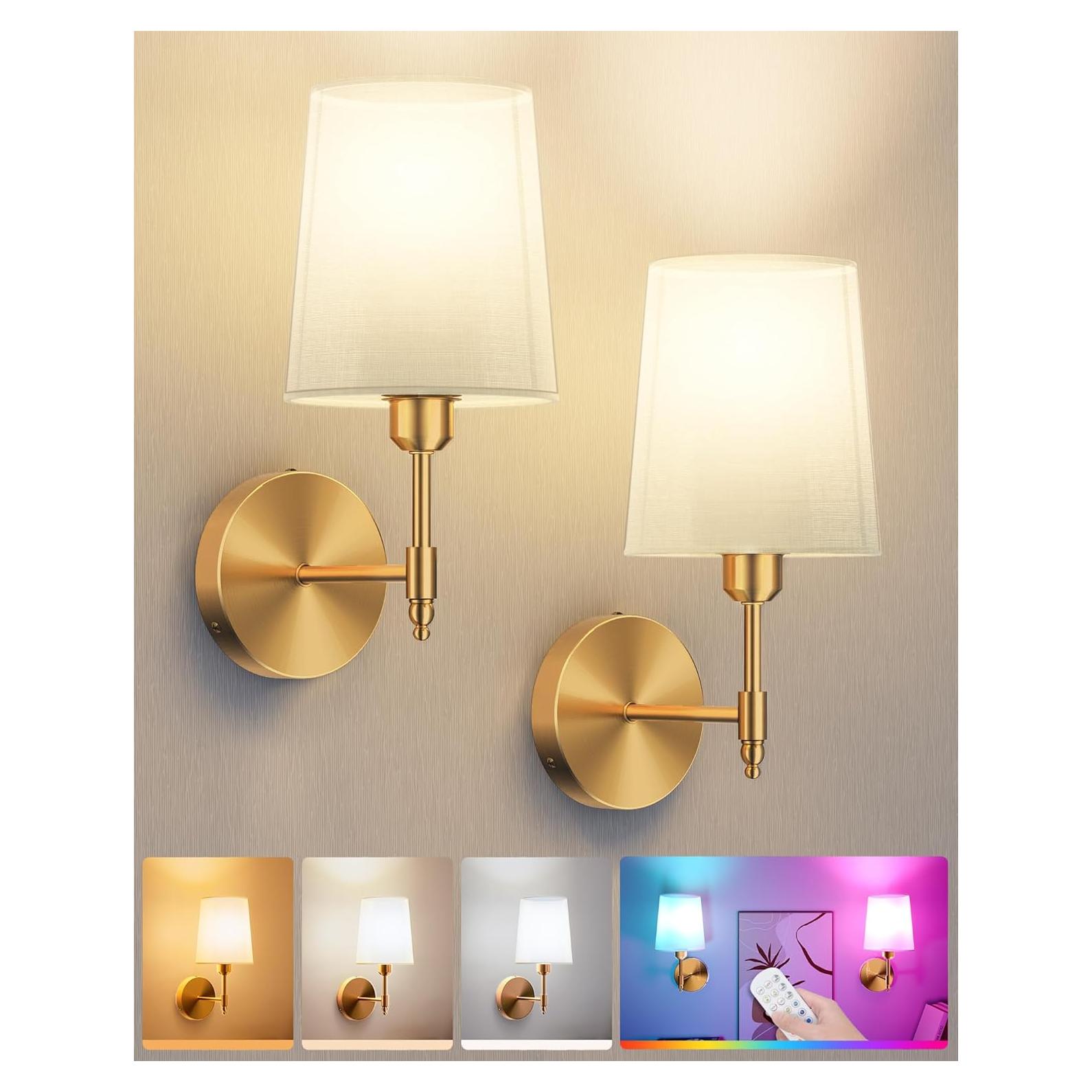 Juego de 2 Apliques de Pared Inalámbricos Ouyulong Dorado