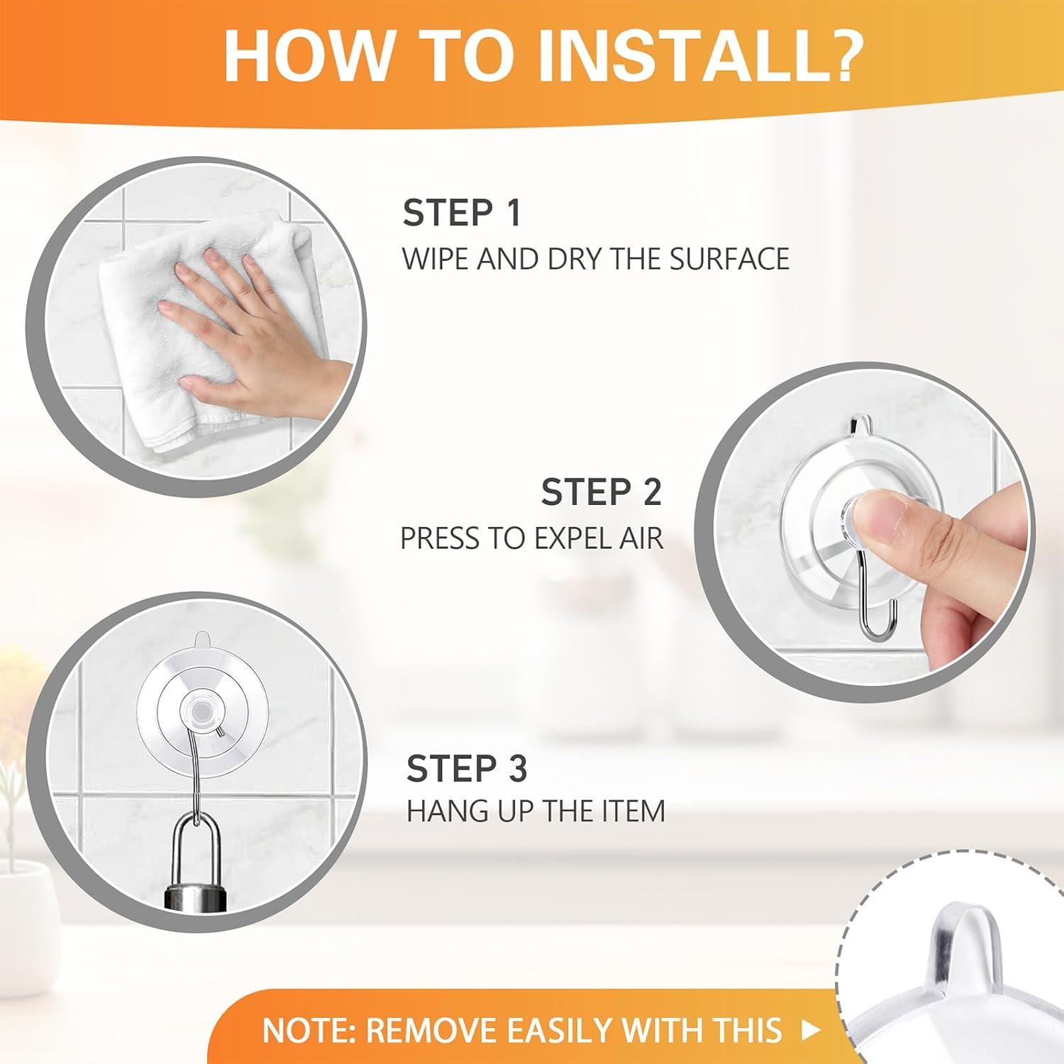 Ganchos de Ventosa KORCCI 12pcs Transparentes 4.5kg