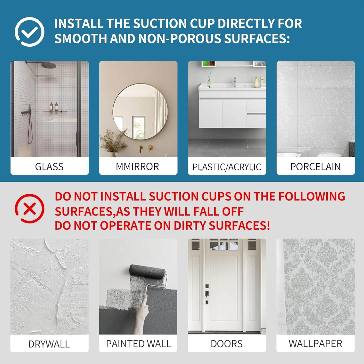 Ganchos de Ventosa Deluwire 2PC Plata para Ducha y Cocina