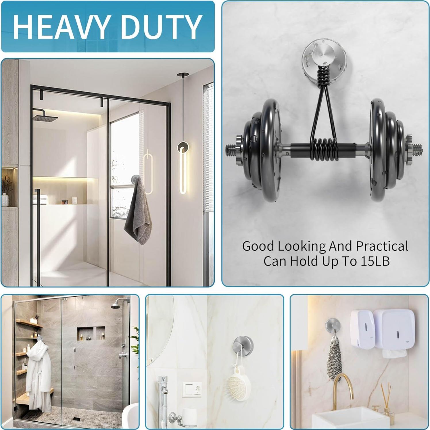 Ganchos de Ventosa Deluwire 2PC Plata para Ducha y Cocina