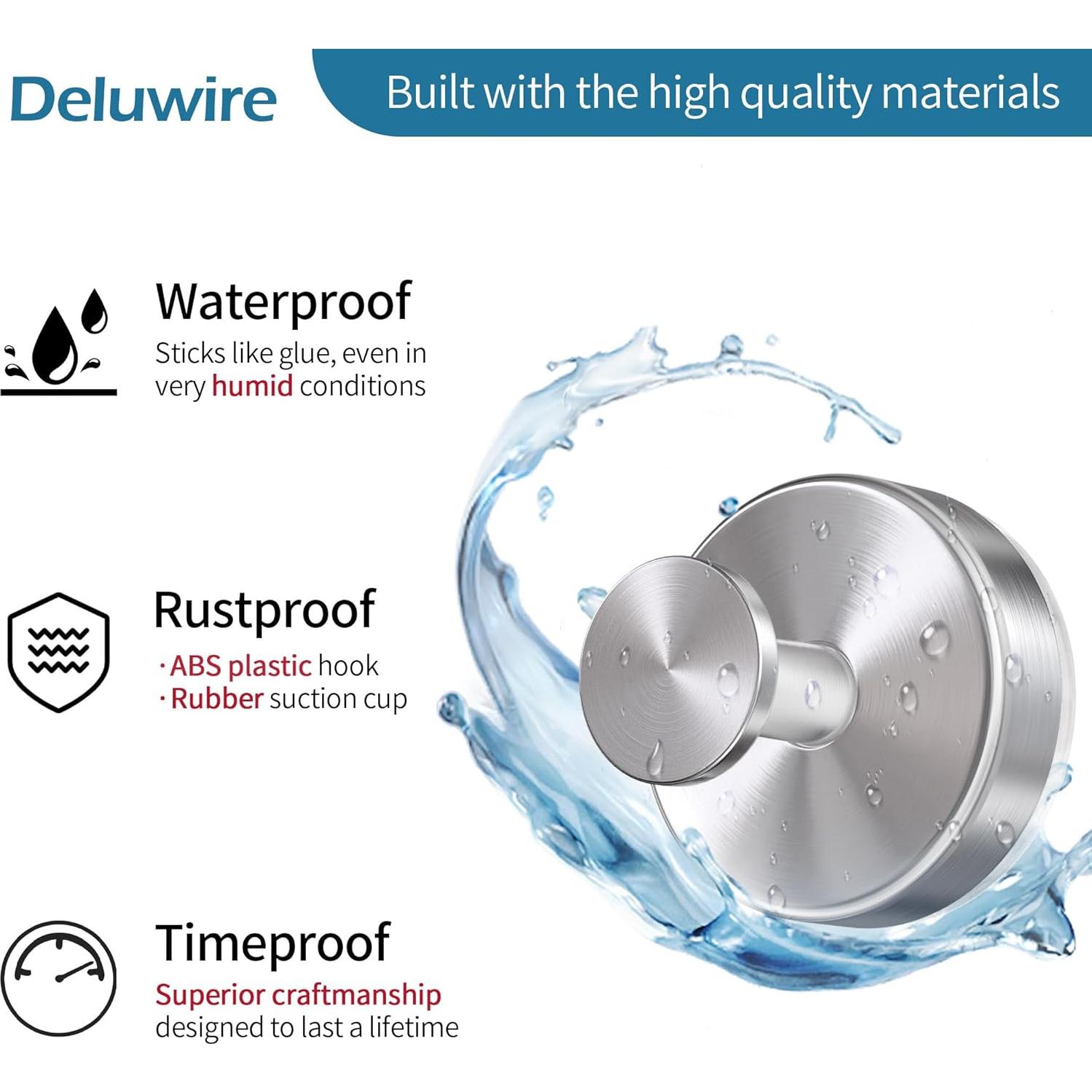 Ganchos de Ventosa Deluwire 2PC Plata para Ducha y Cocina