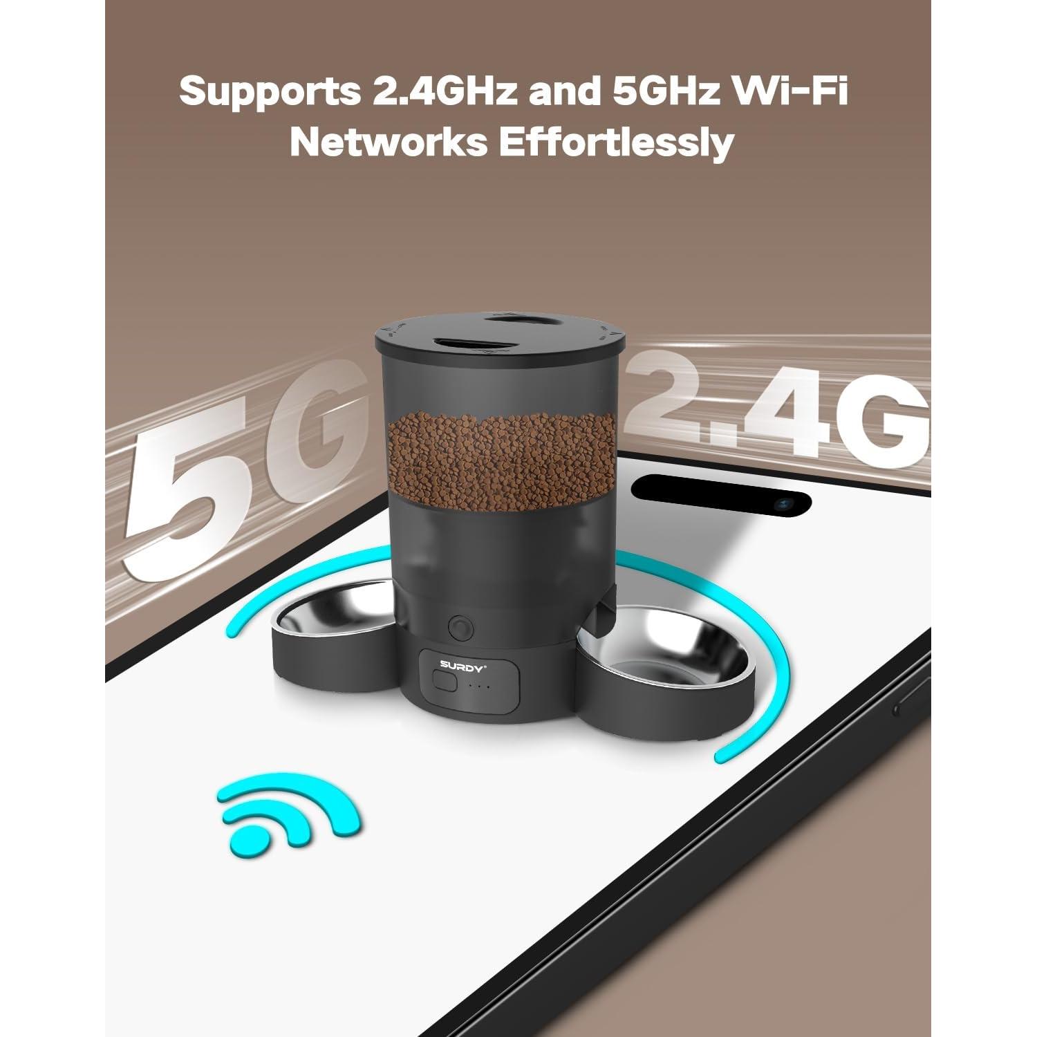 Comedero Automático SURDY para Gatos 3L WiFi Doble Alimentación