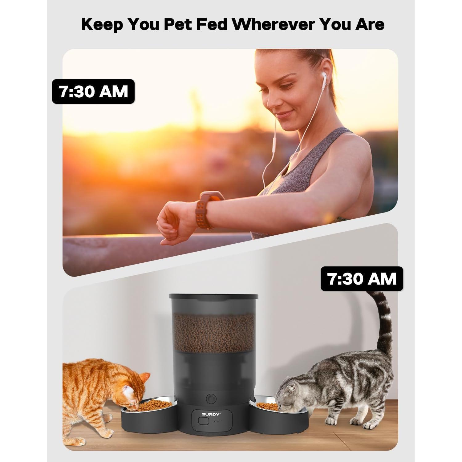 Comedero Automático SURDY para Gatos 3L WiFi Doble Alimentación