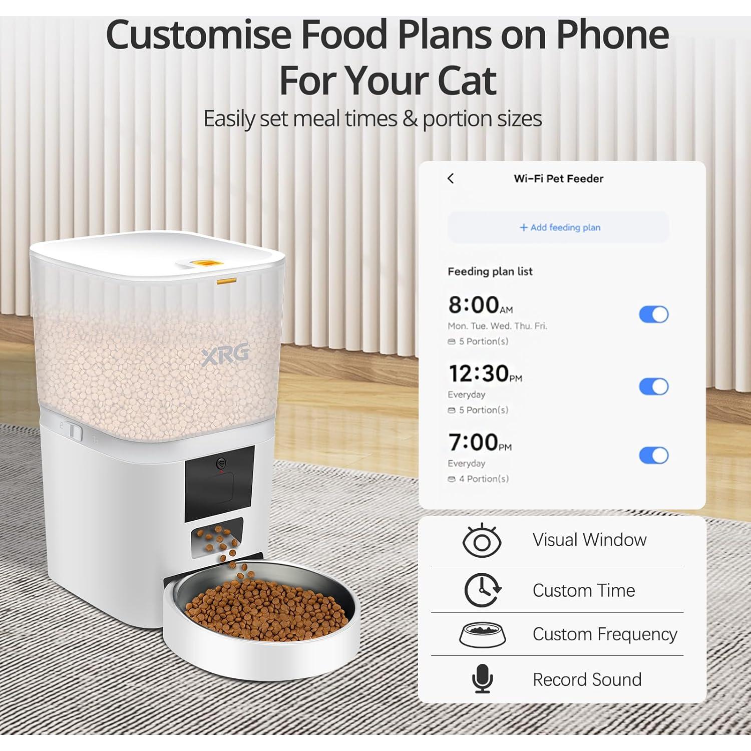 Comedero Automático WiFi XRG 6L para Gatos y Perros Blanco