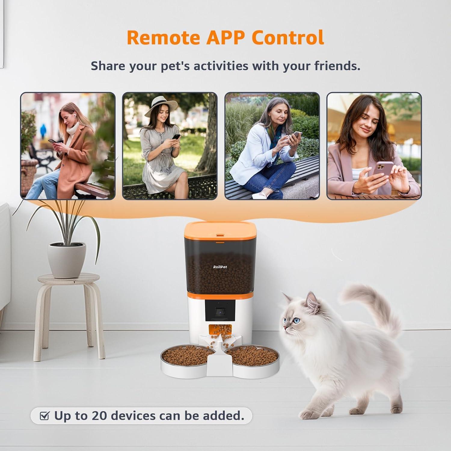 Comedero Automático Roilpet para Gatos 6L con Cámara HD 1080P