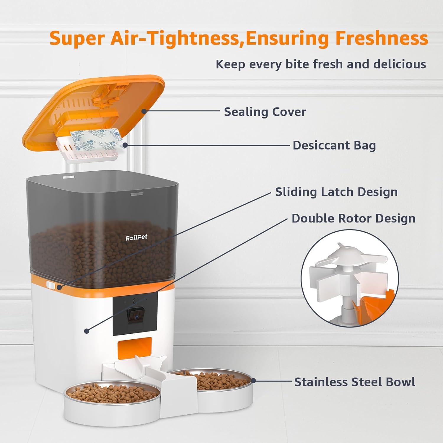 Comedero Automático Roilpet para Gatos 6L con Cámara HD 1080P