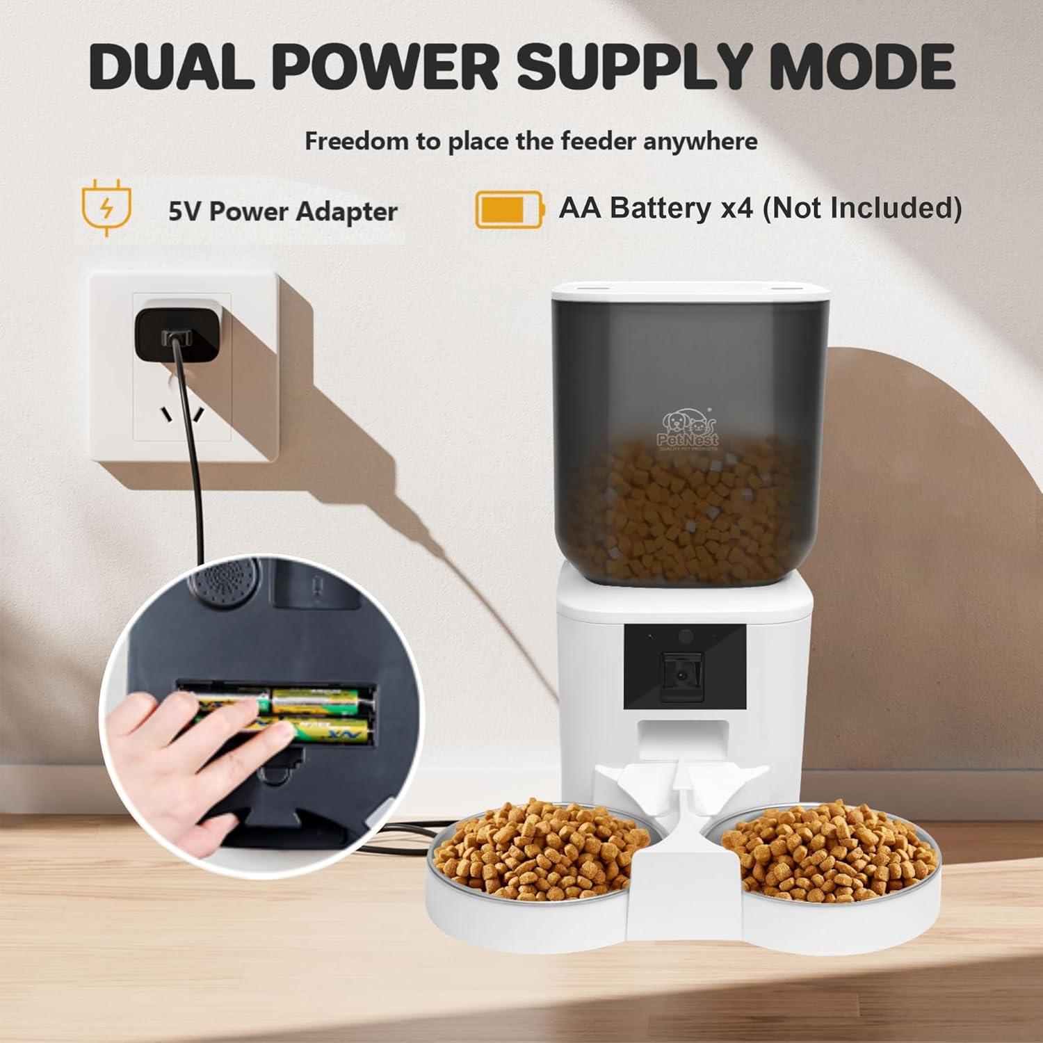 Dispensador Automático de Comida 8L para Perros y Gatos - WiFi, App, Cámara HD