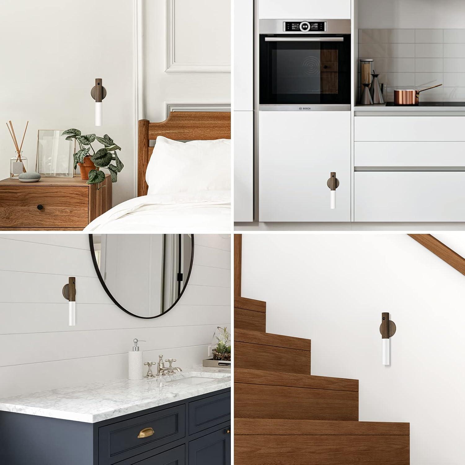 Luz de Sensor de Movimiento Miebul LED Recargable 2PCS Madera de Nogal