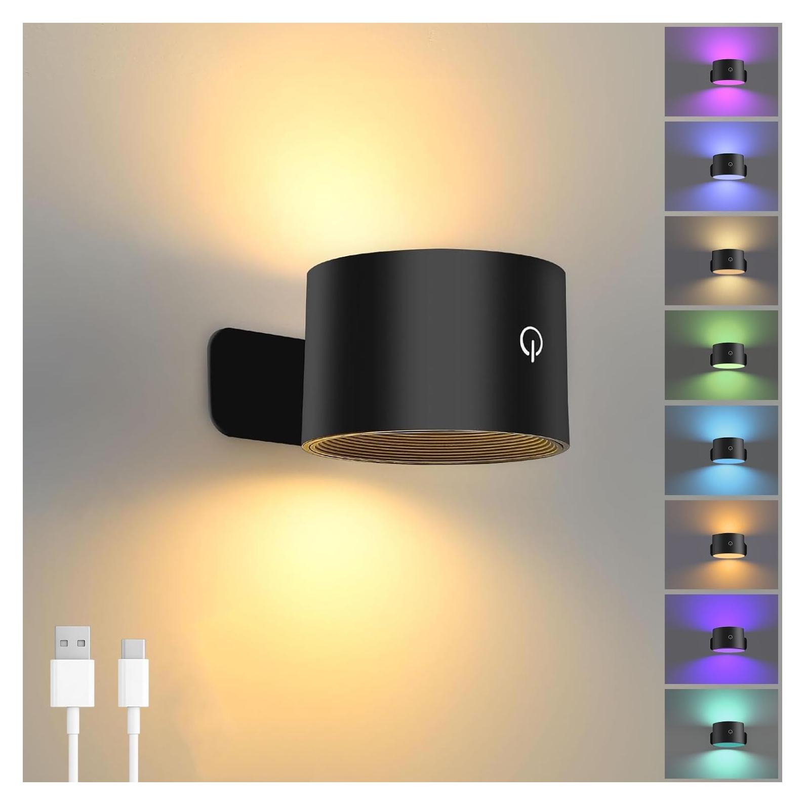 Aplique de pared inalámbrico Lightess negro 19 colores RGB