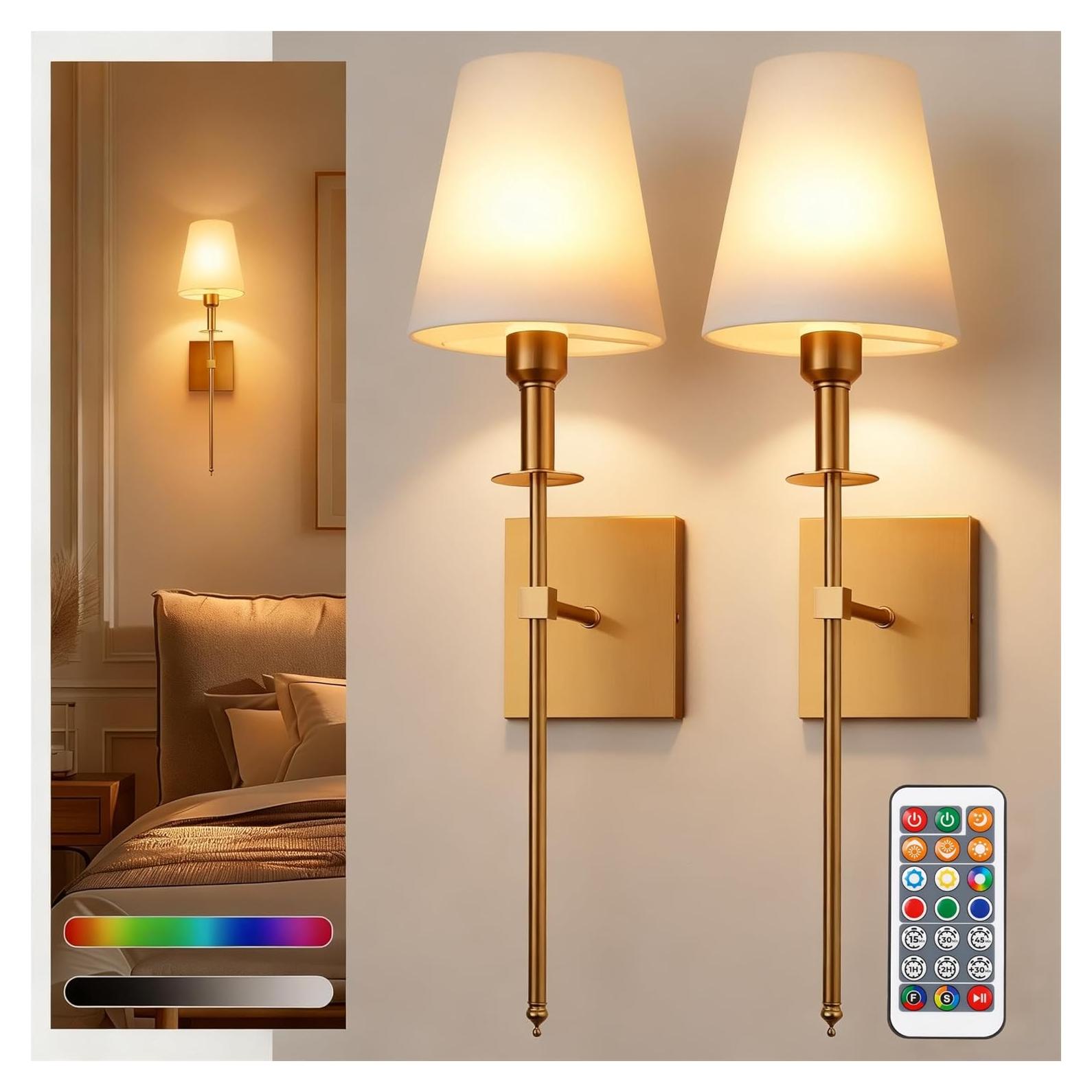 Apliques de Pared Inalámbricos DORESshop Set de 2 Dorados