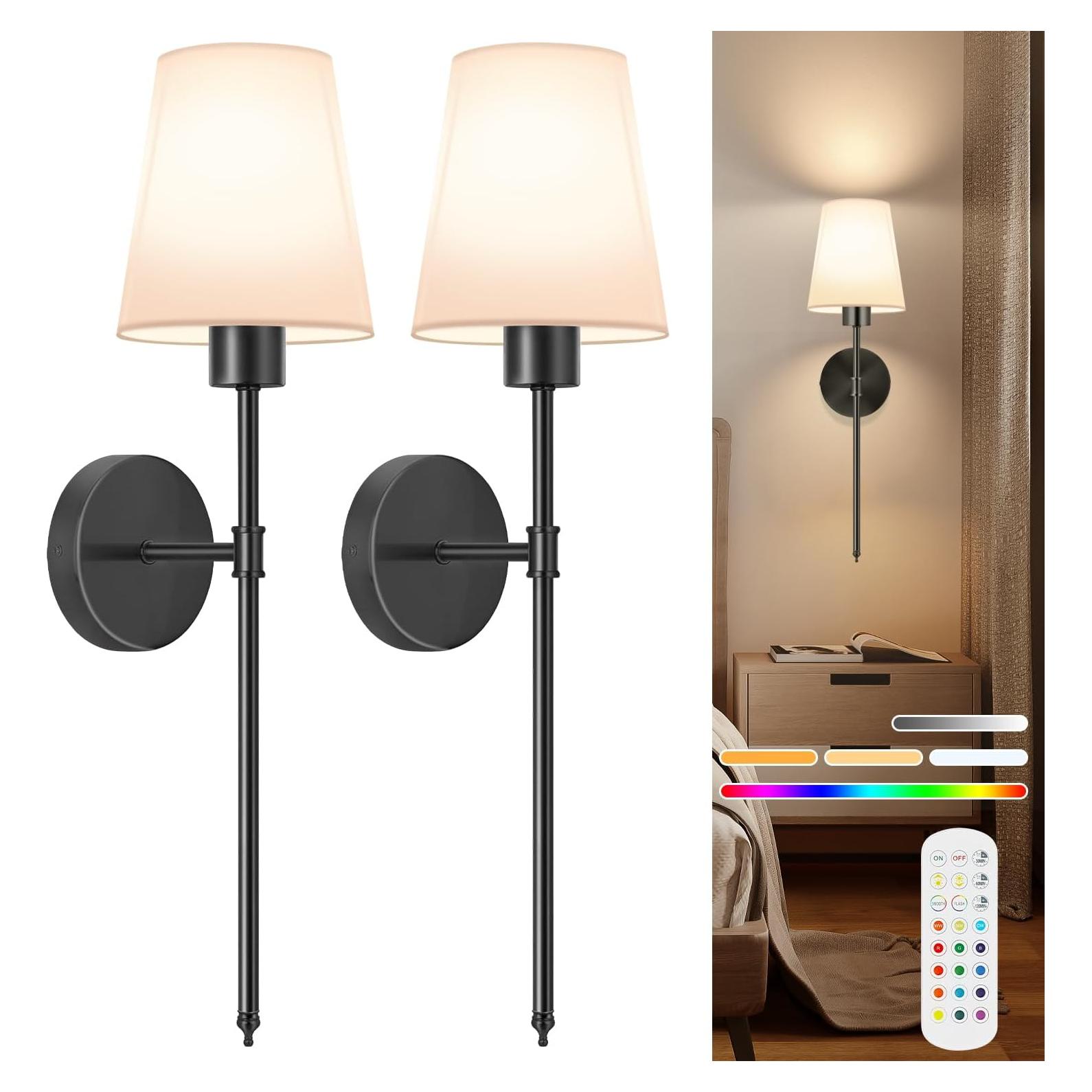 Juego de 2 Apliques de Pared Inalámbricos TISLYCO Negros