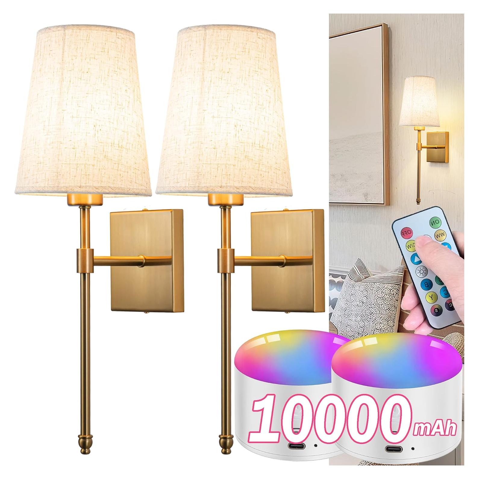 Aplique de Pared Inalámbrico YHCDLAMP 12W Regulable con Control Remoto