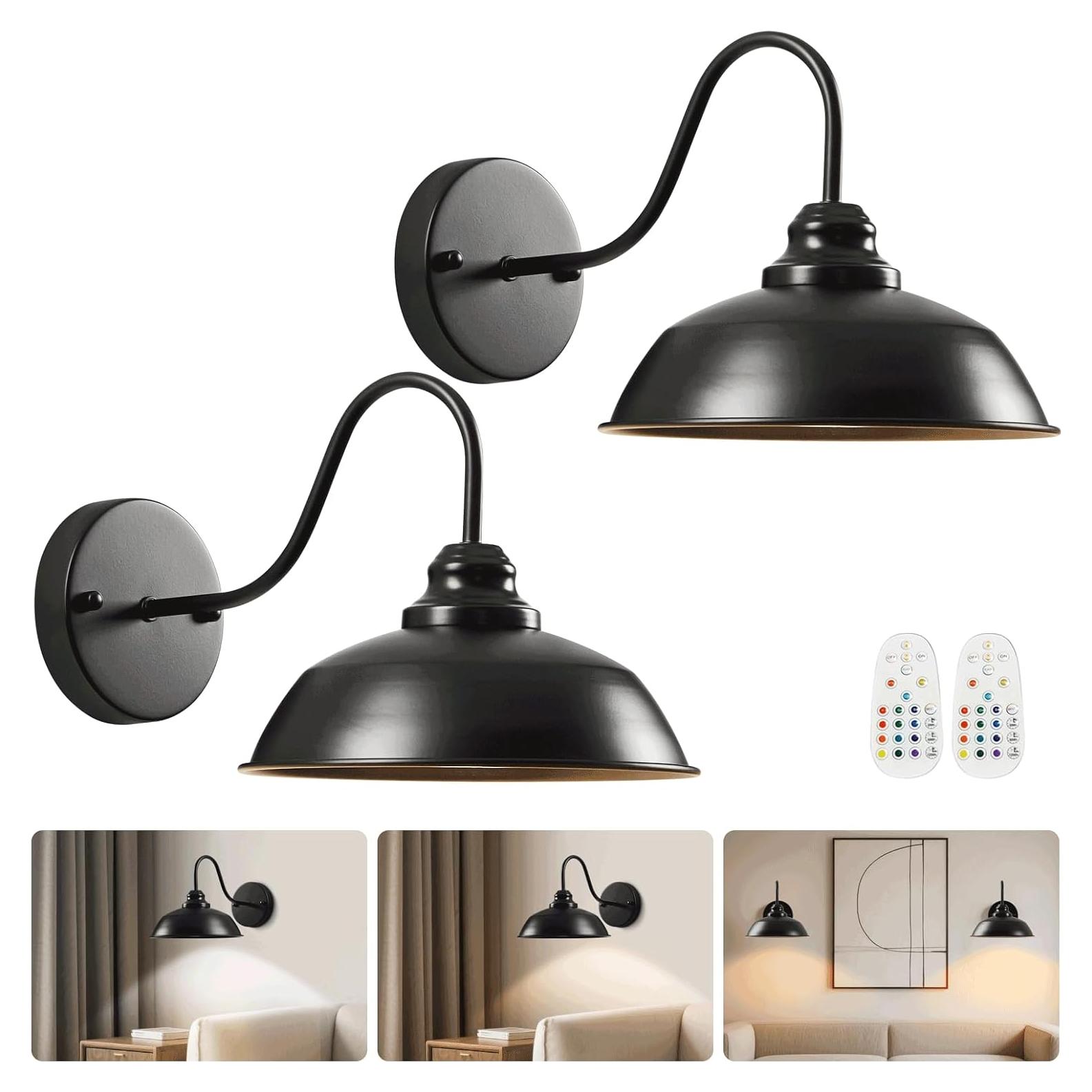 Juego de 2 Apliques de Pared Inalámbricos Weaboopre Vintage