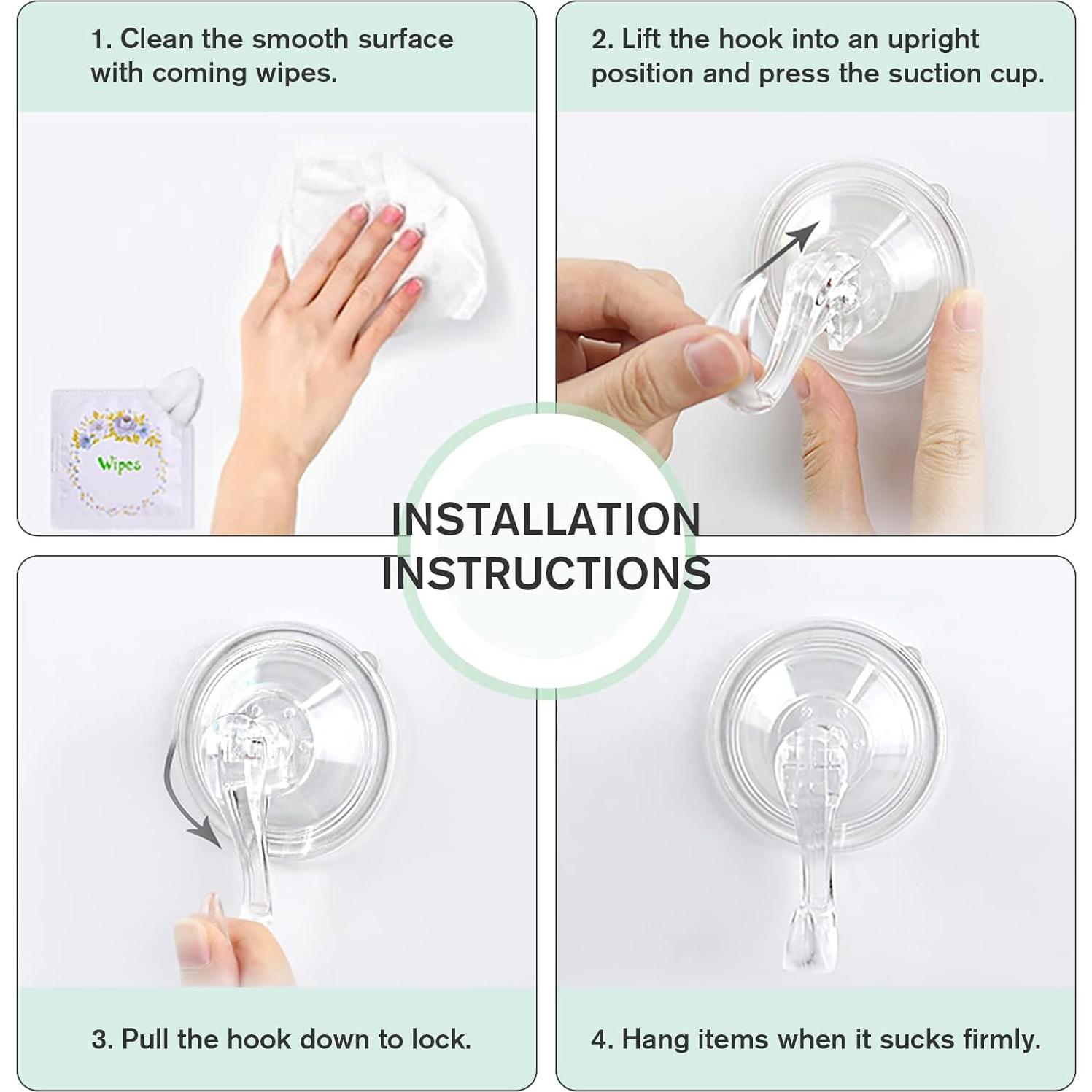 Ganchos de Ventosa Grandes VIS'V, 10 kg, 5 Pcs, Transparentes