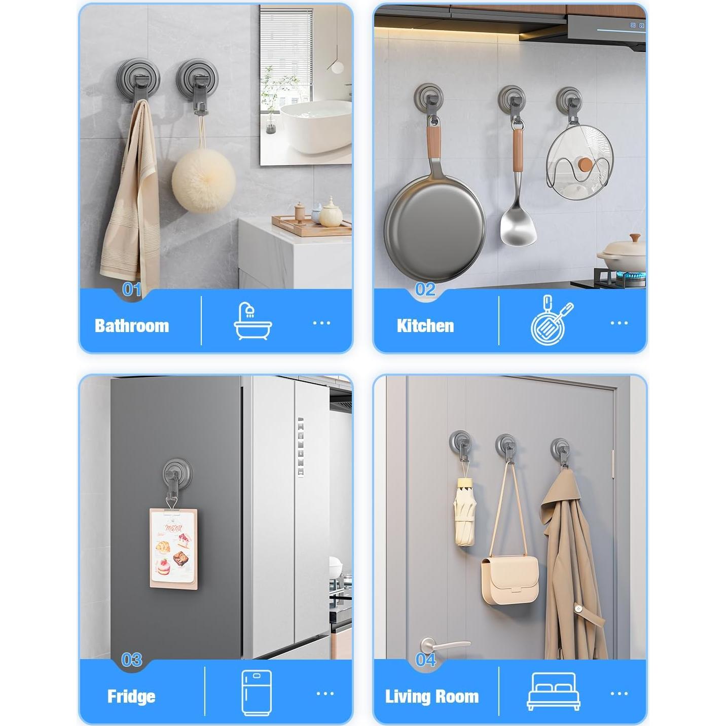 Ganchos de Ducha JOTPE con Ventosa Alta Resistencia 4 Pack