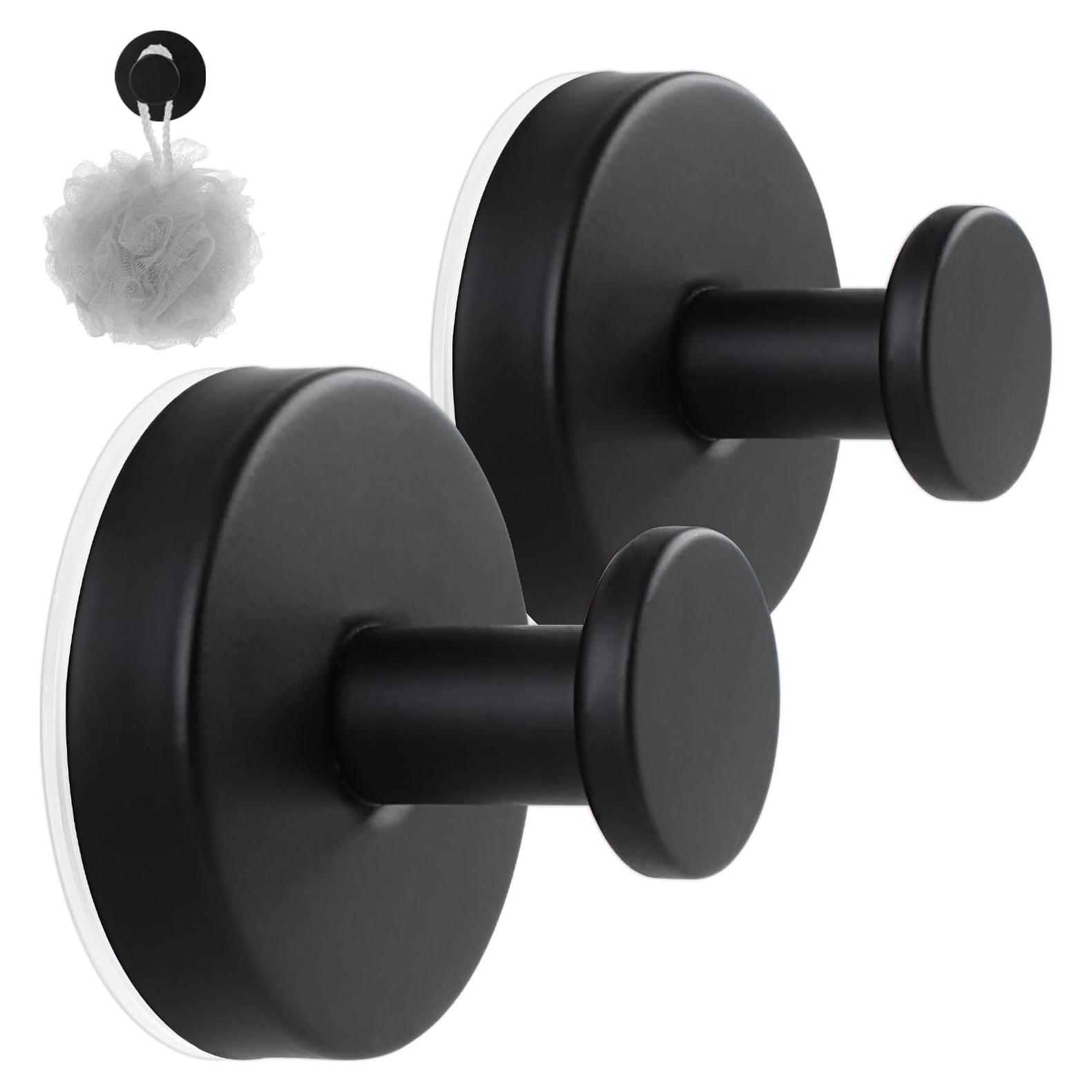 Ganchos de Ventosa para Ducha Nabobt - 2 Piezas Metal Negro Mate