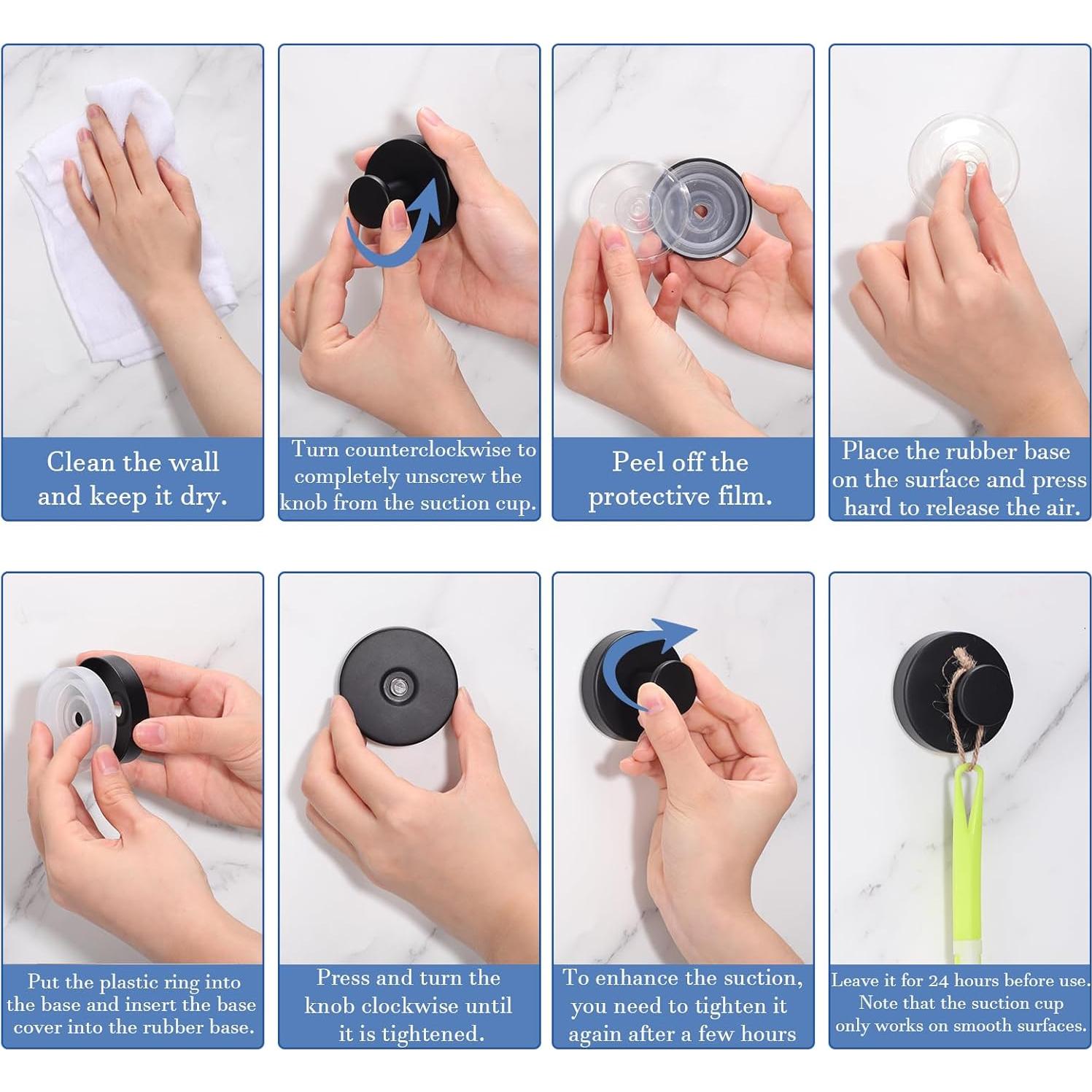 Ganchos de Succión Dntorx Acero Inoxidable Negro - Paquete de 2