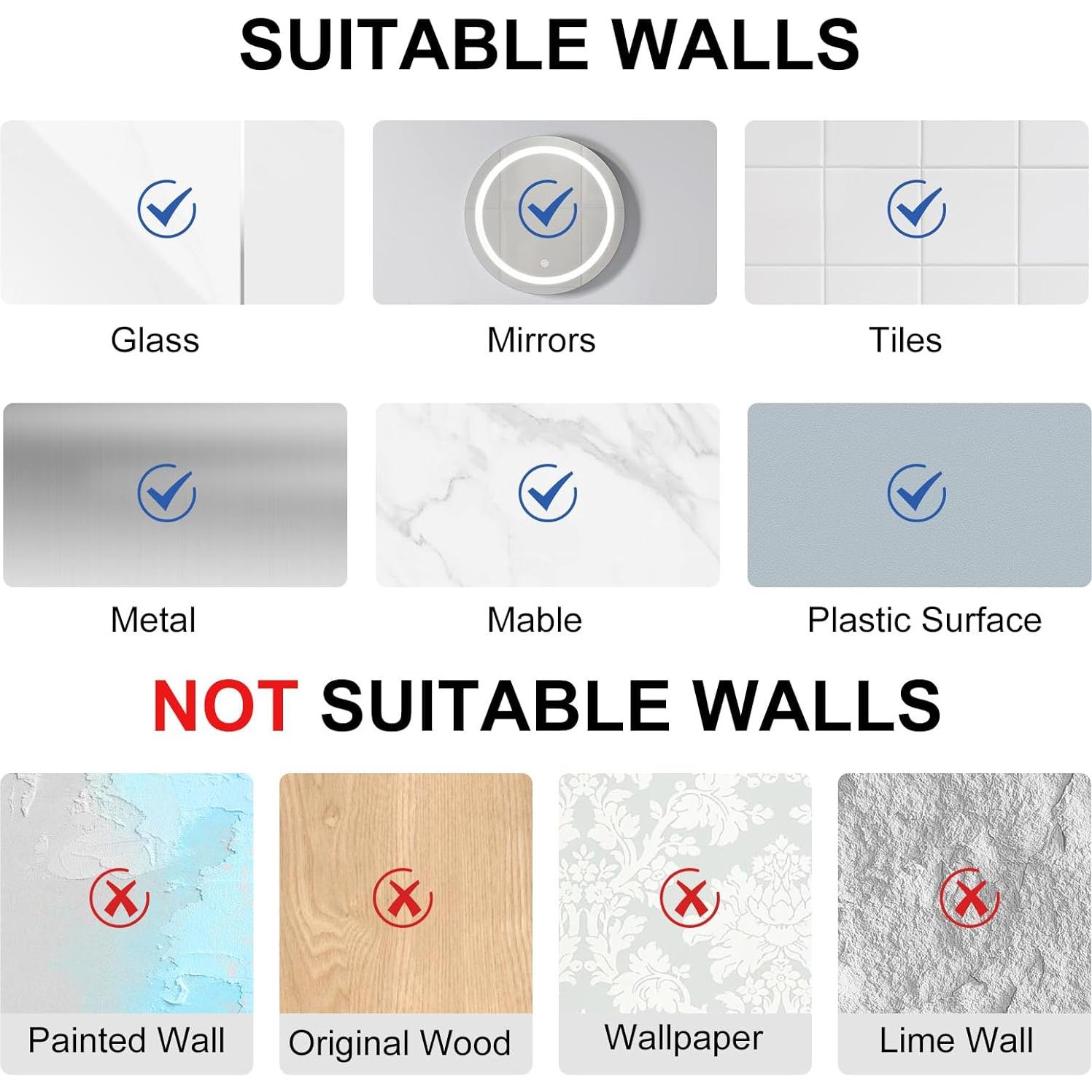 Ganchos de Succión Dntorx Acero Inoxidable Negro - Paquete de 2