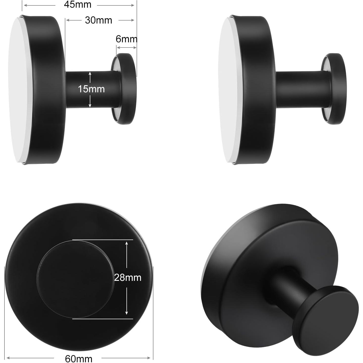 Ganchos de Succión Dntorx Acero Inoxidable Negro - Paquete de 2