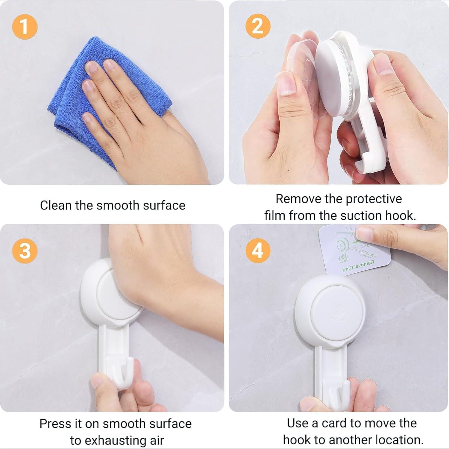 Ganchos de Ducha Marchpower Reutilizables con Ventosas - 2 Piezas