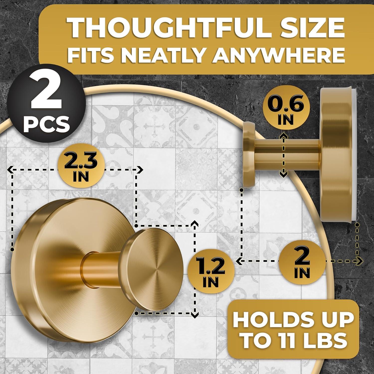 Ganchos de Ducha Dorados Novsix - 2 Pcs Ventosa 5Kg