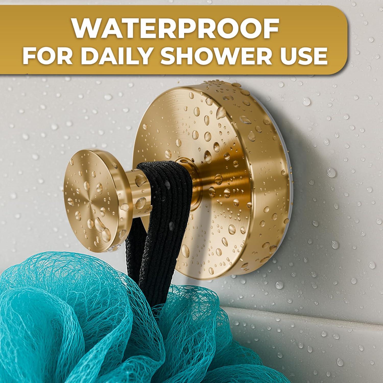 Ganchos de Ducha Dorados Novsix - 2 Pcs Ventosa 5Kg