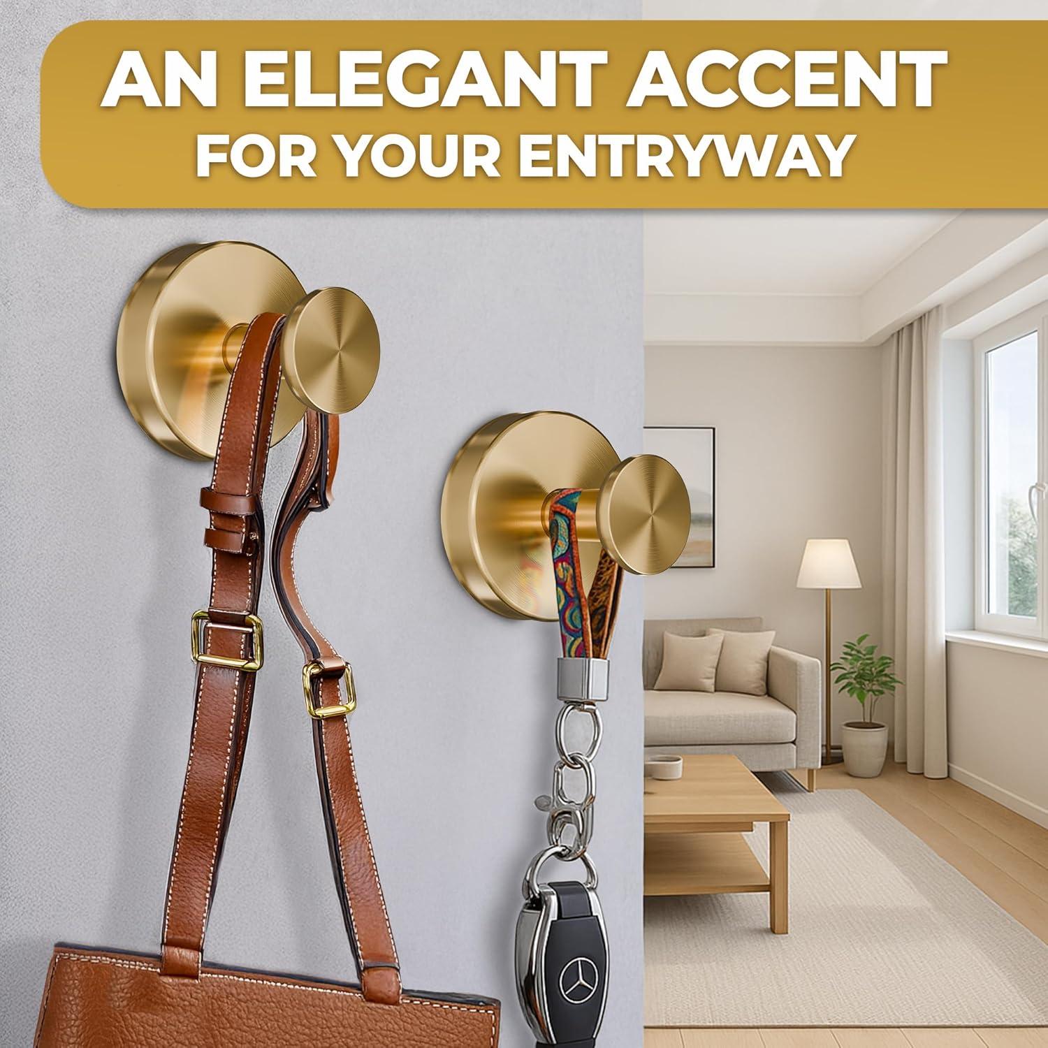 Ganchos de Ducha Dorados Novsix - 2 Pcs Ventosa 5Kg