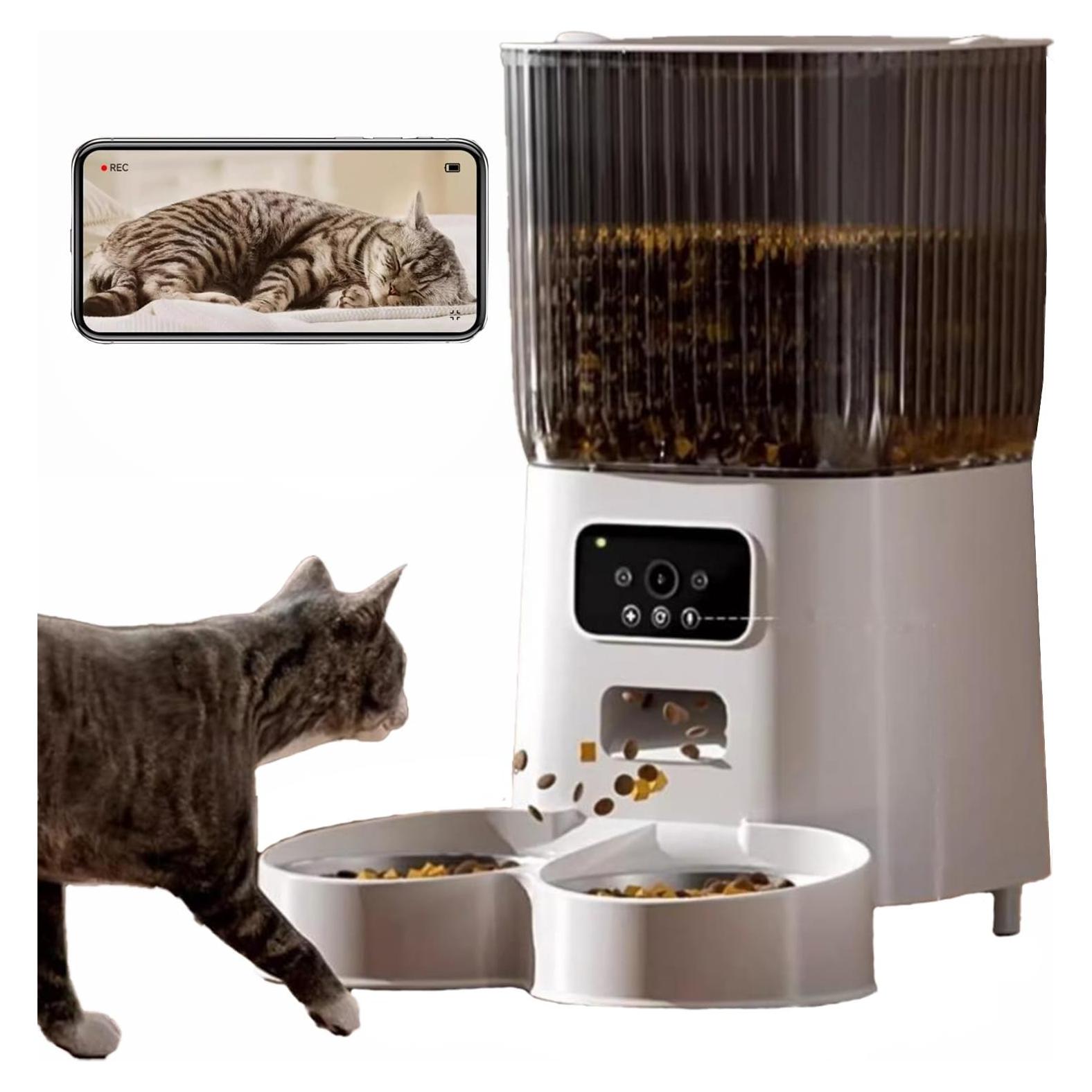 Comedero Automático para Gatos Junbec-pet 5L Doble Cuencos