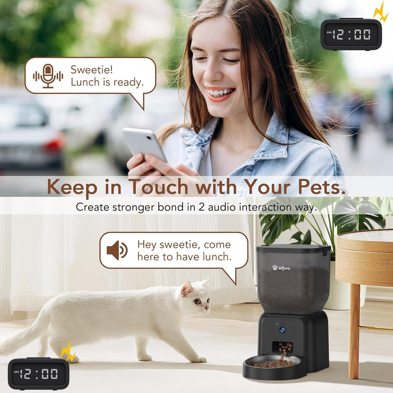 Comedero Automático Olfjurk 4L para Perros y Gatos con APP
