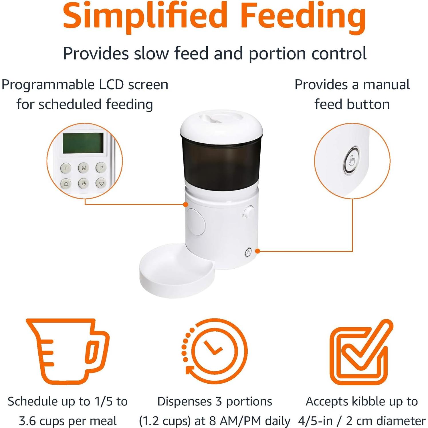 Alimentador Automático Amazon Basics 4L para Gatos y Perros