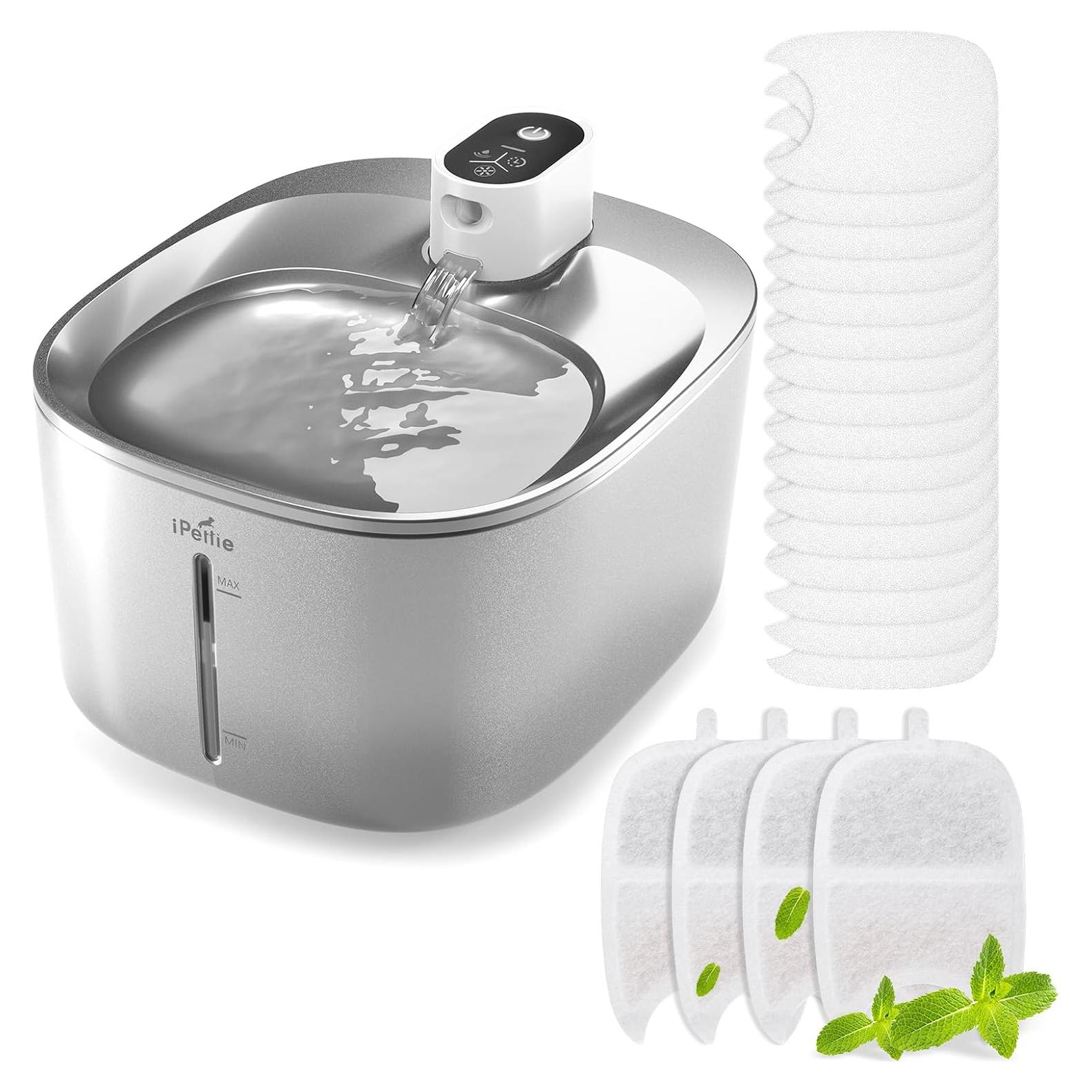 Fuente de Agua Inalámbrica para Gatos iPettie 4.16L Acero Inoxidable