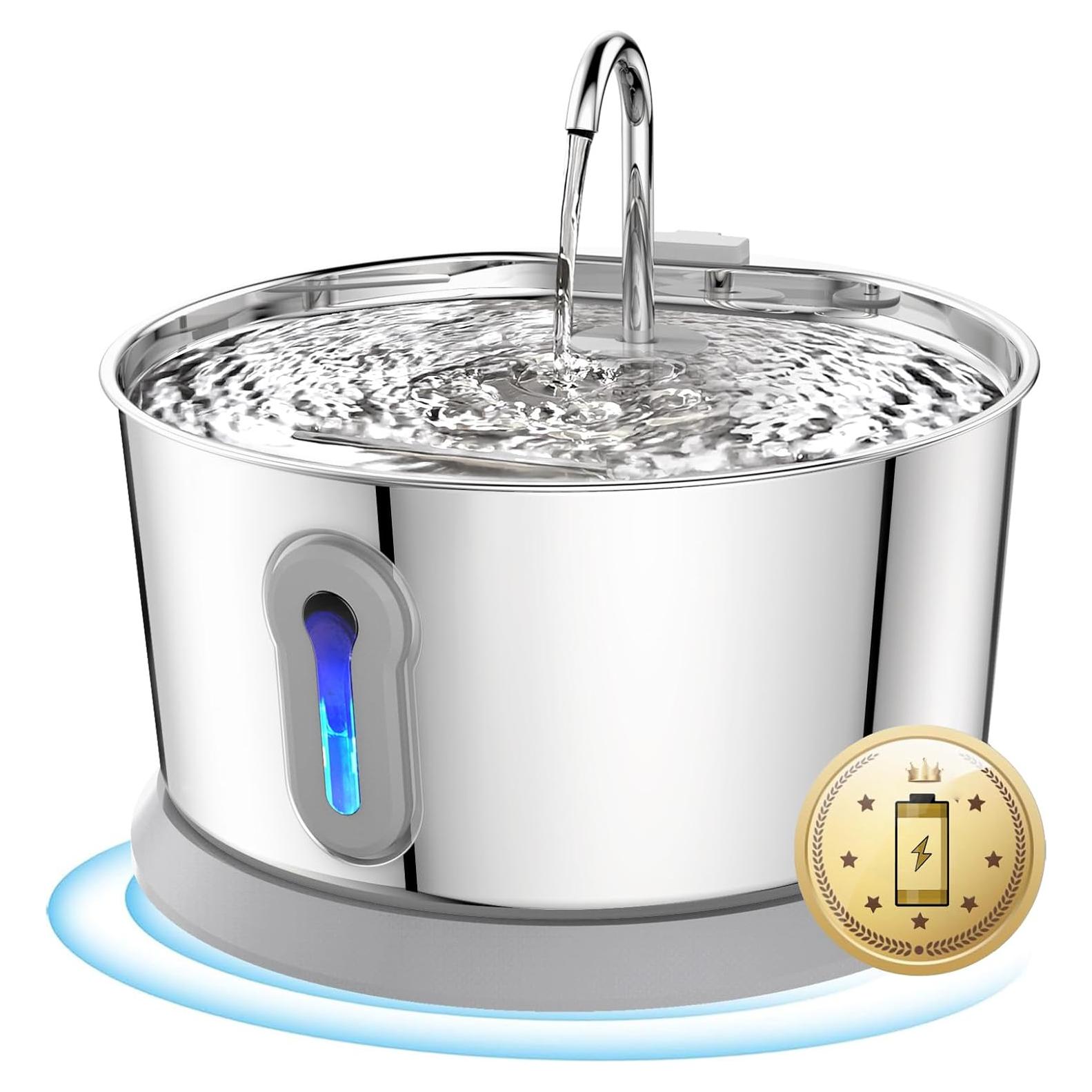 Fuente de Agua Inalámbrica para Gatos HAJXM 4L Acero Inoxidable