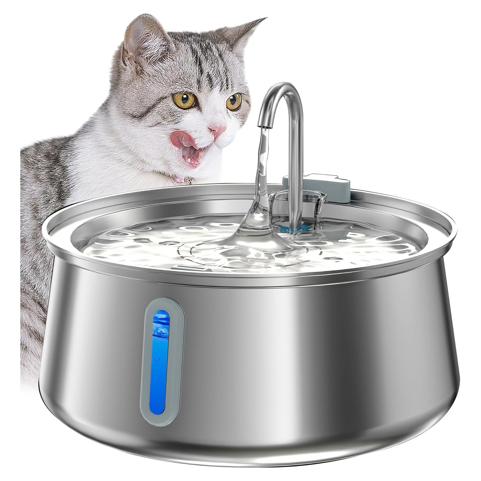 Fuente de Agua para Gatos Homtyler 4L Acero Inoxidable Silenciosa