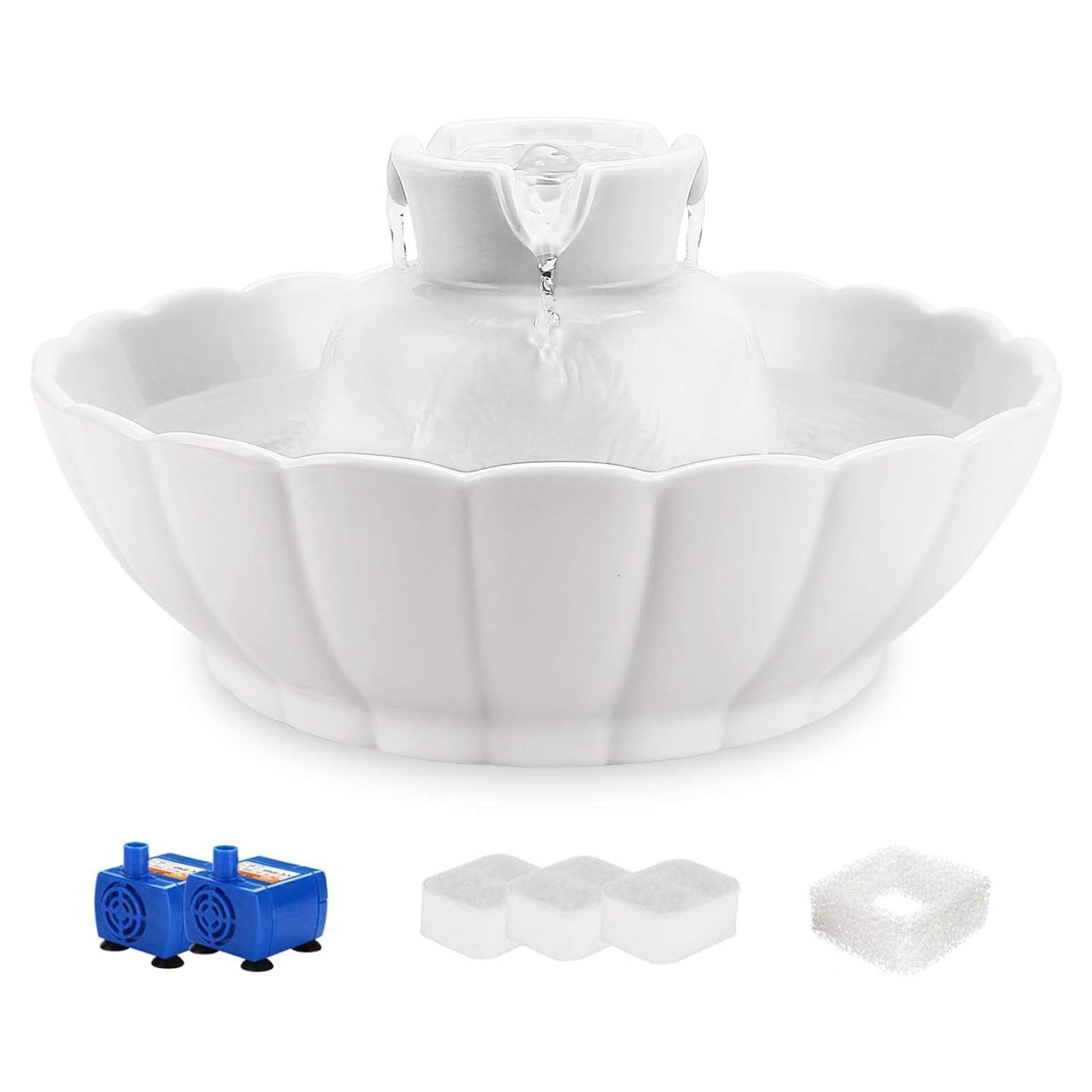 Fuente de Agua Cerámica iPettie Tritone 2.1L para Mascotas