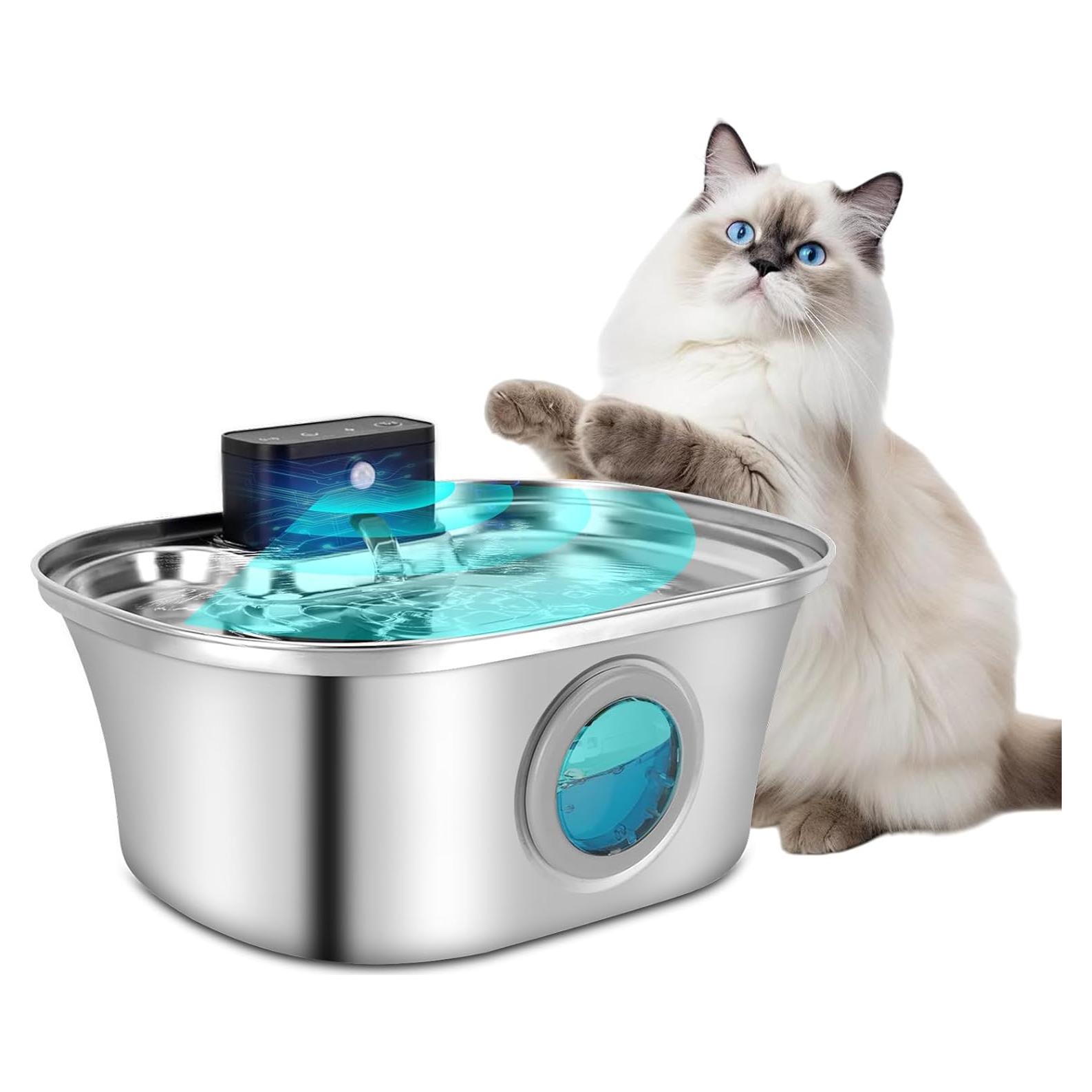 Fuente de Agua Inalámbrica para Gatos Tianwide 3.2L Acero Inoxidable