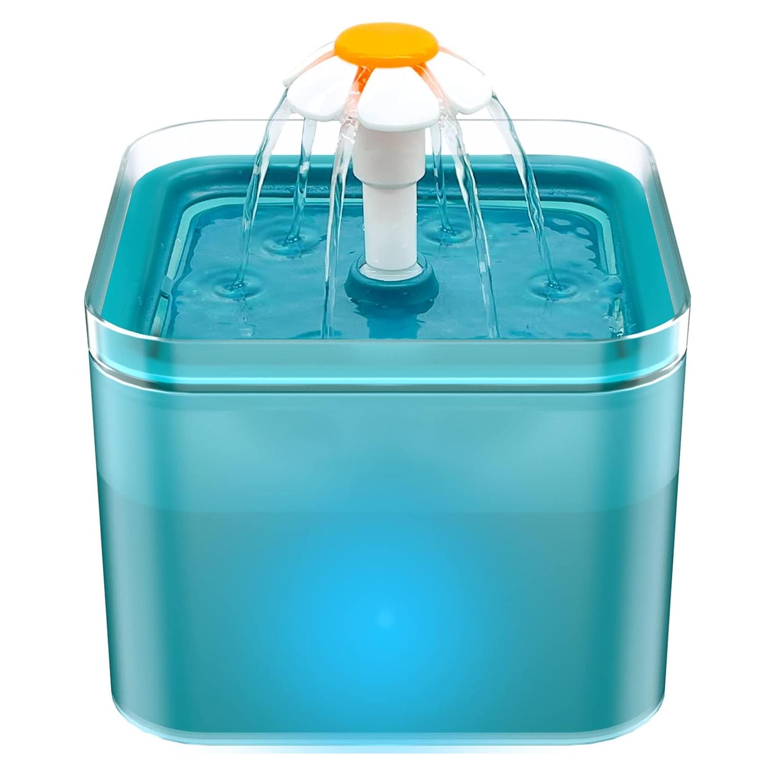 Fuente de Agua para Gatos AONBOY 2L Ultra Silenciosa LED