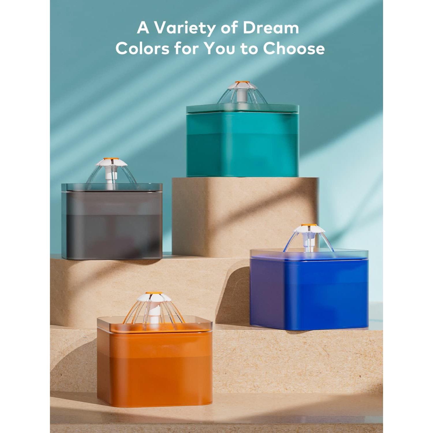 Fuente de Agua para Gatos AONBOY 2L Ultra Silenciosa LED