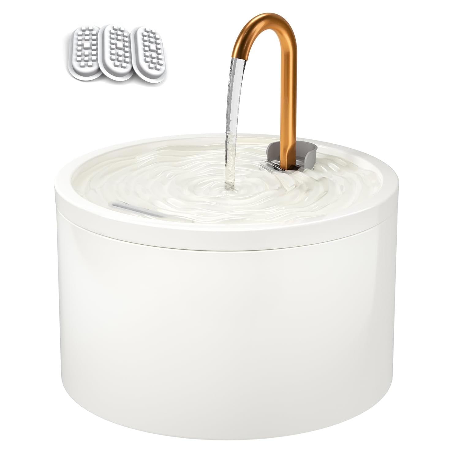 Fuente de Agua para Gatos DOOOB Cerámica 2.1L Ultra-Silenciosa