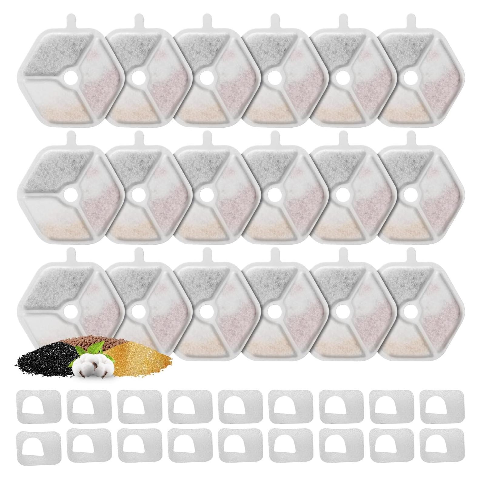 18 Filtros y Esponjas ZEKIRY para Fuente de Agua Gatos 4.5L