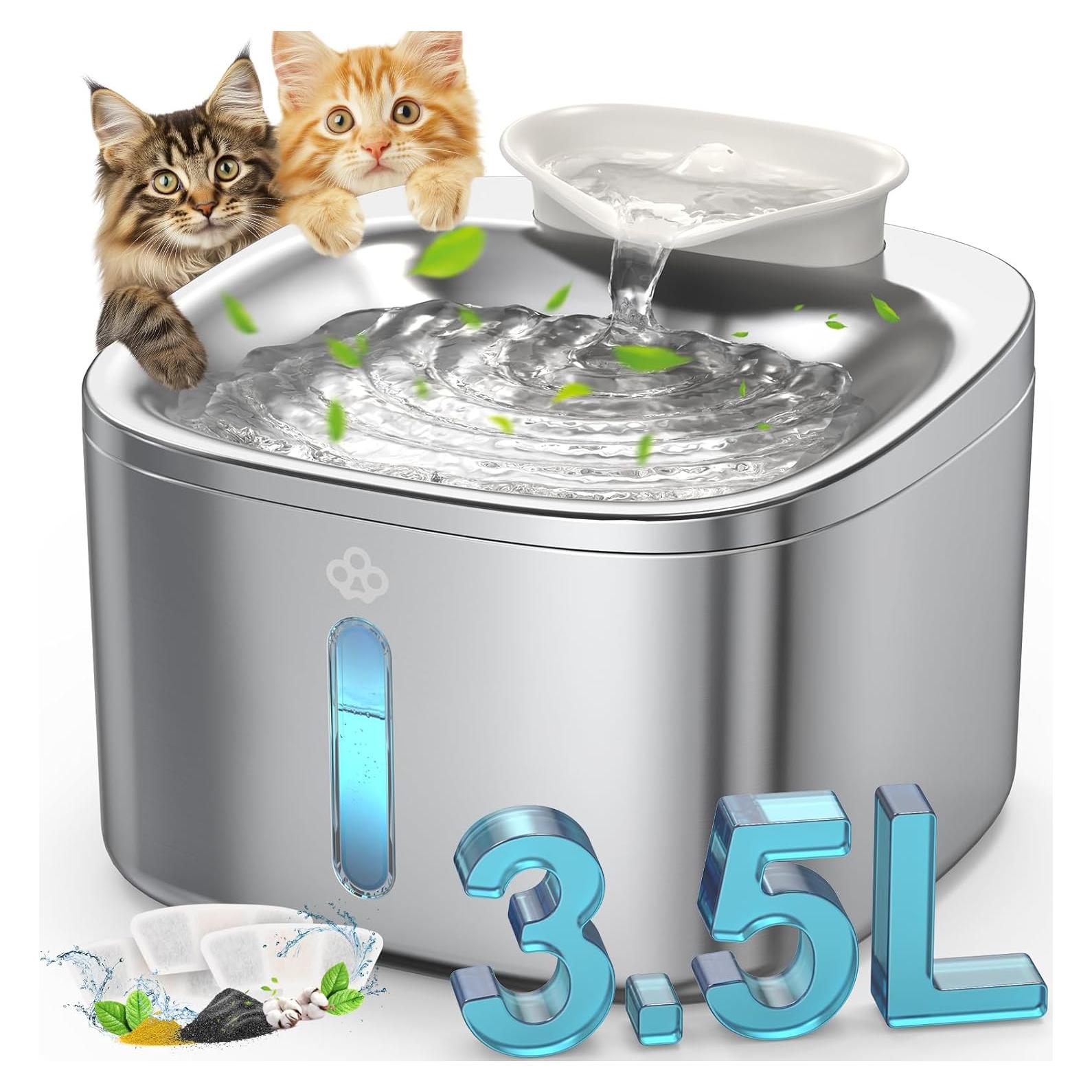 Fuente de Agua para Gatos Oneisall PW03 Acero Inoxidable 3.5L