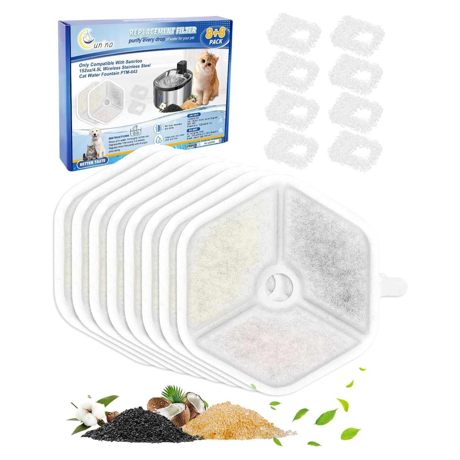 Filtro de agua para gatos Cunina 8+8 pack compatible Smartoo