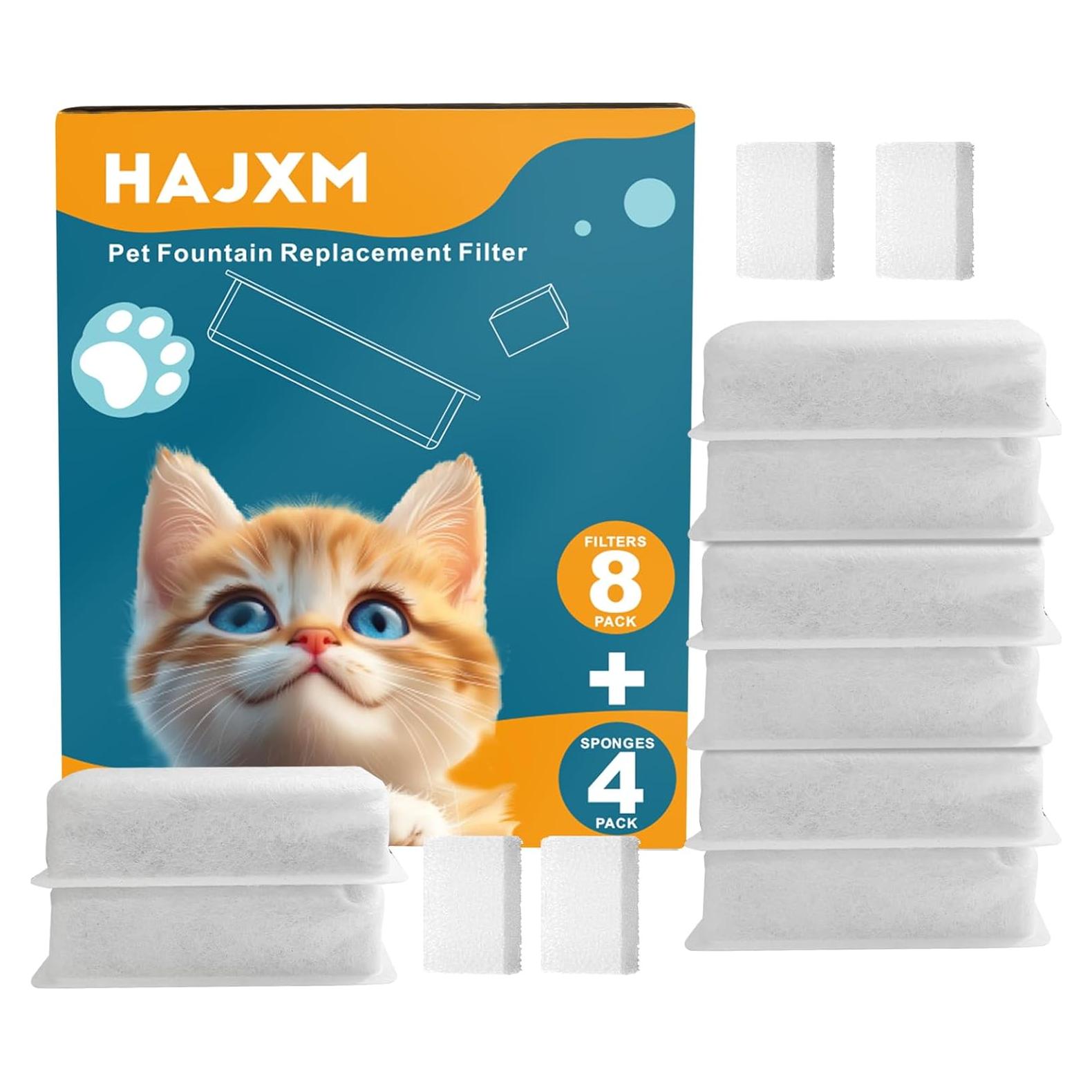 Filtros de agua para gatos HAJXM - 8 filtros + 4 esponjas