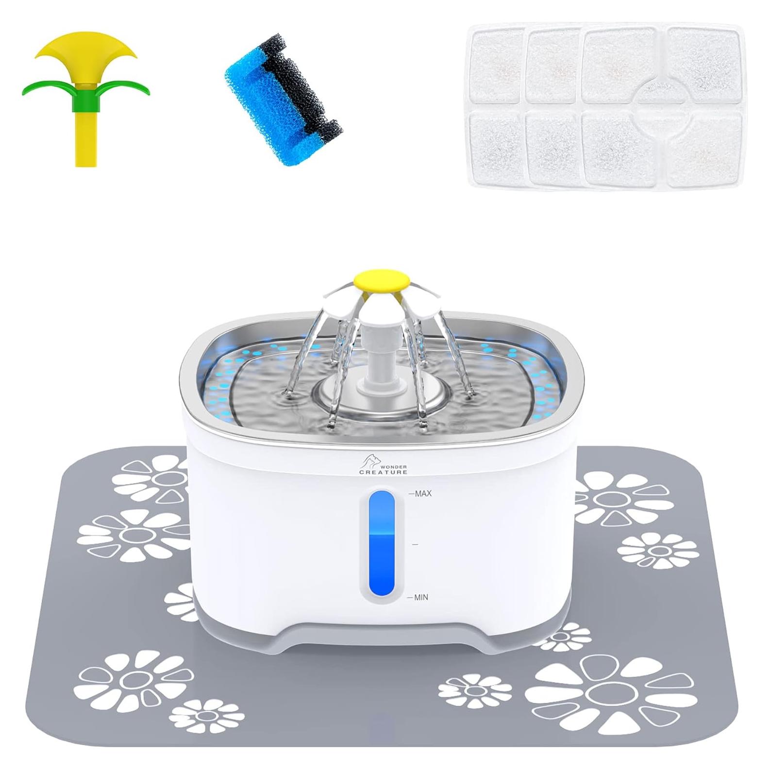 Fuente de Agua Automática para Gatos Wonder Creature 2.5L Acero Inoxidable