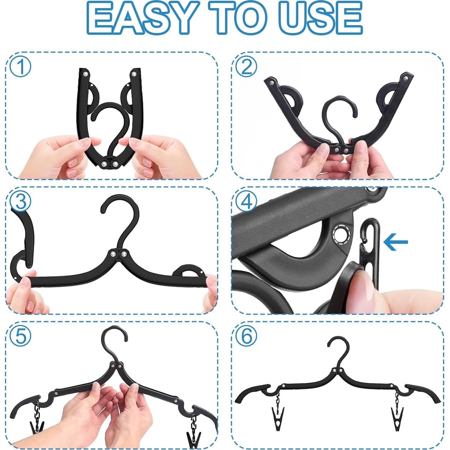 30 Perchas de Viaje Plegables Trubetter con 10 Clips - Ligero