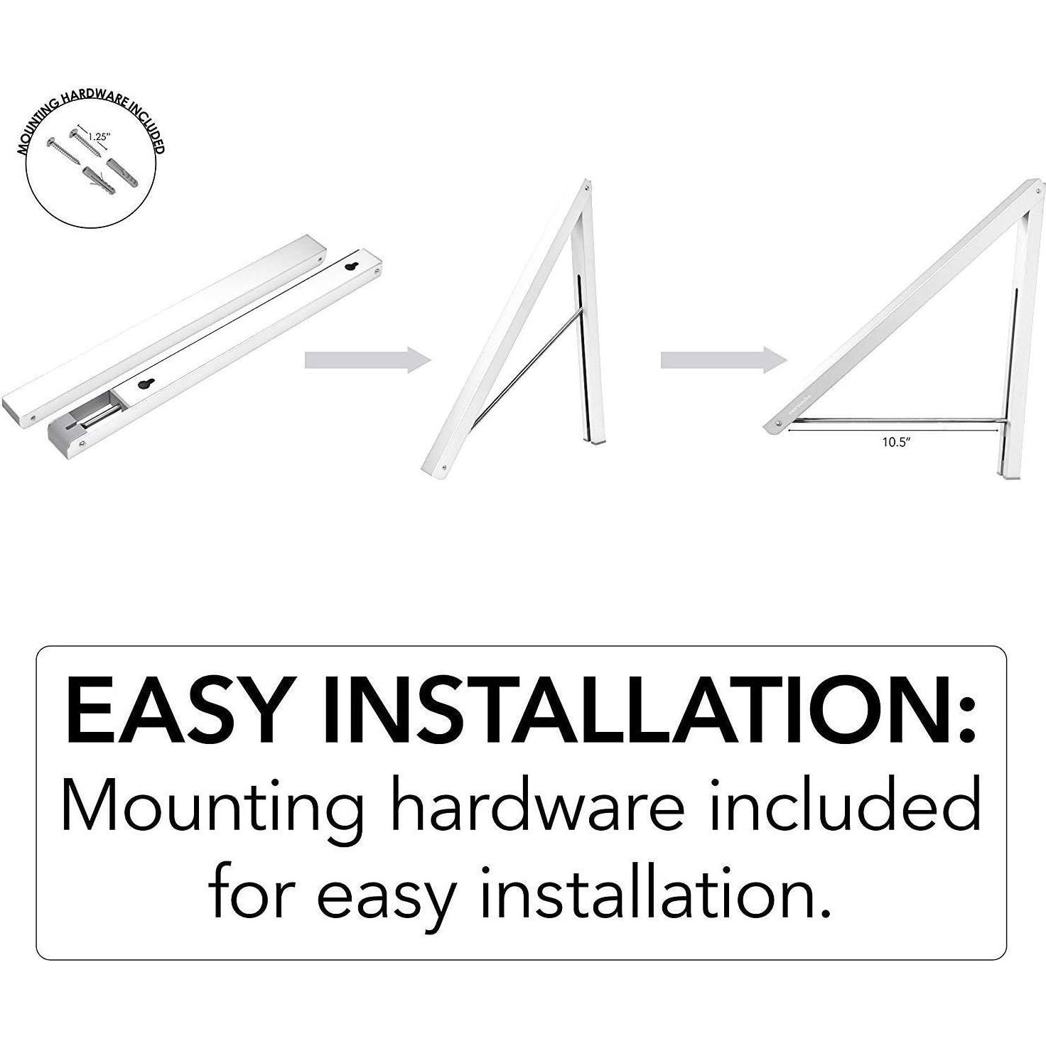 Single Foldable Clothing Rack, Wall-Mounted Retractable Clothes Hanger for Laundry Dryer Room, Hanging Drying Rod, Small Collapsible Folding Garment Racks, Dorm Accessories (White)